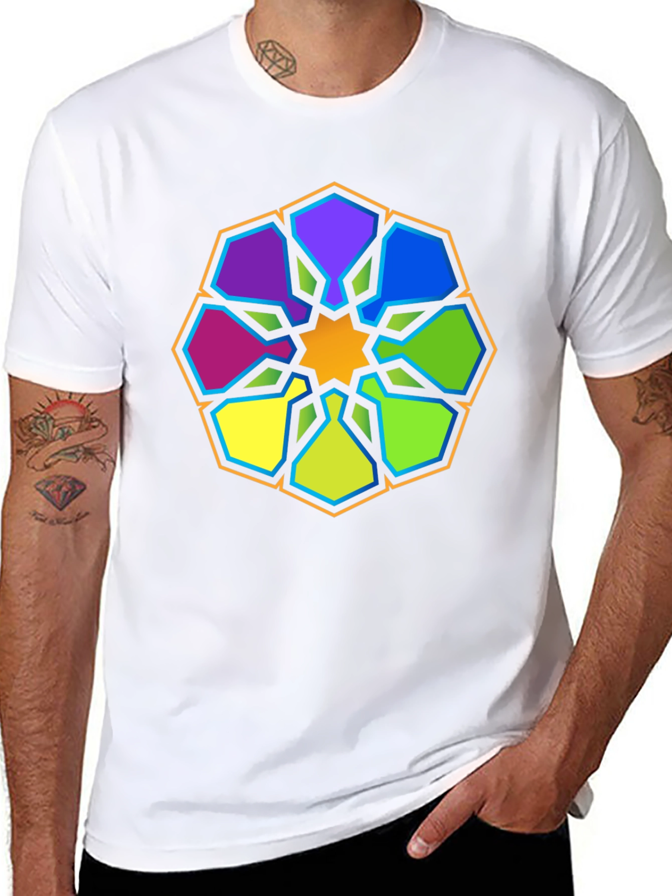 Black Geometric Mandala Graphic Tee - Stylish Black T-Shirt view 8