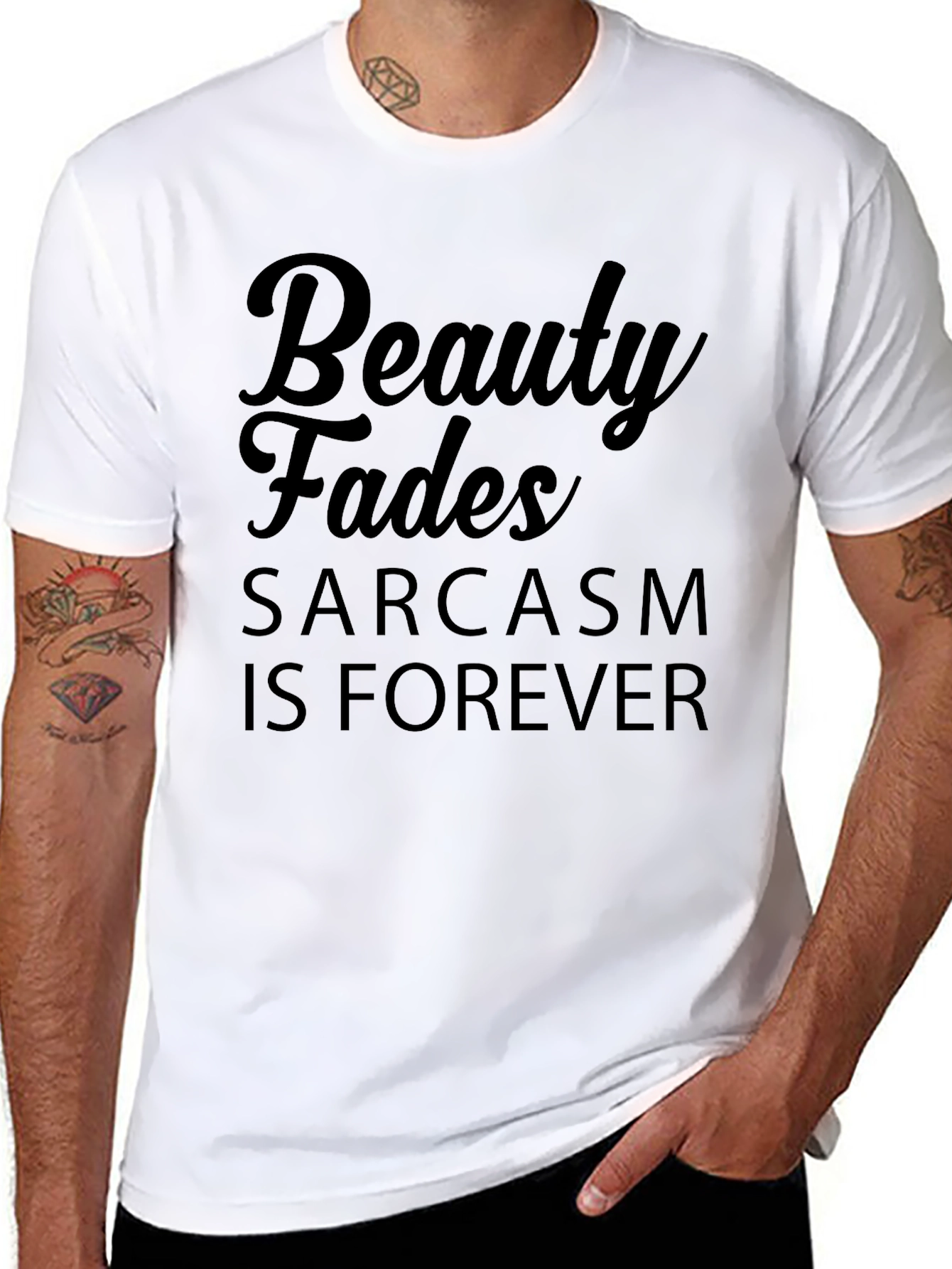 Black Beauty Fades Sarcasm is Forever Black Graphic T-Shirt view 8