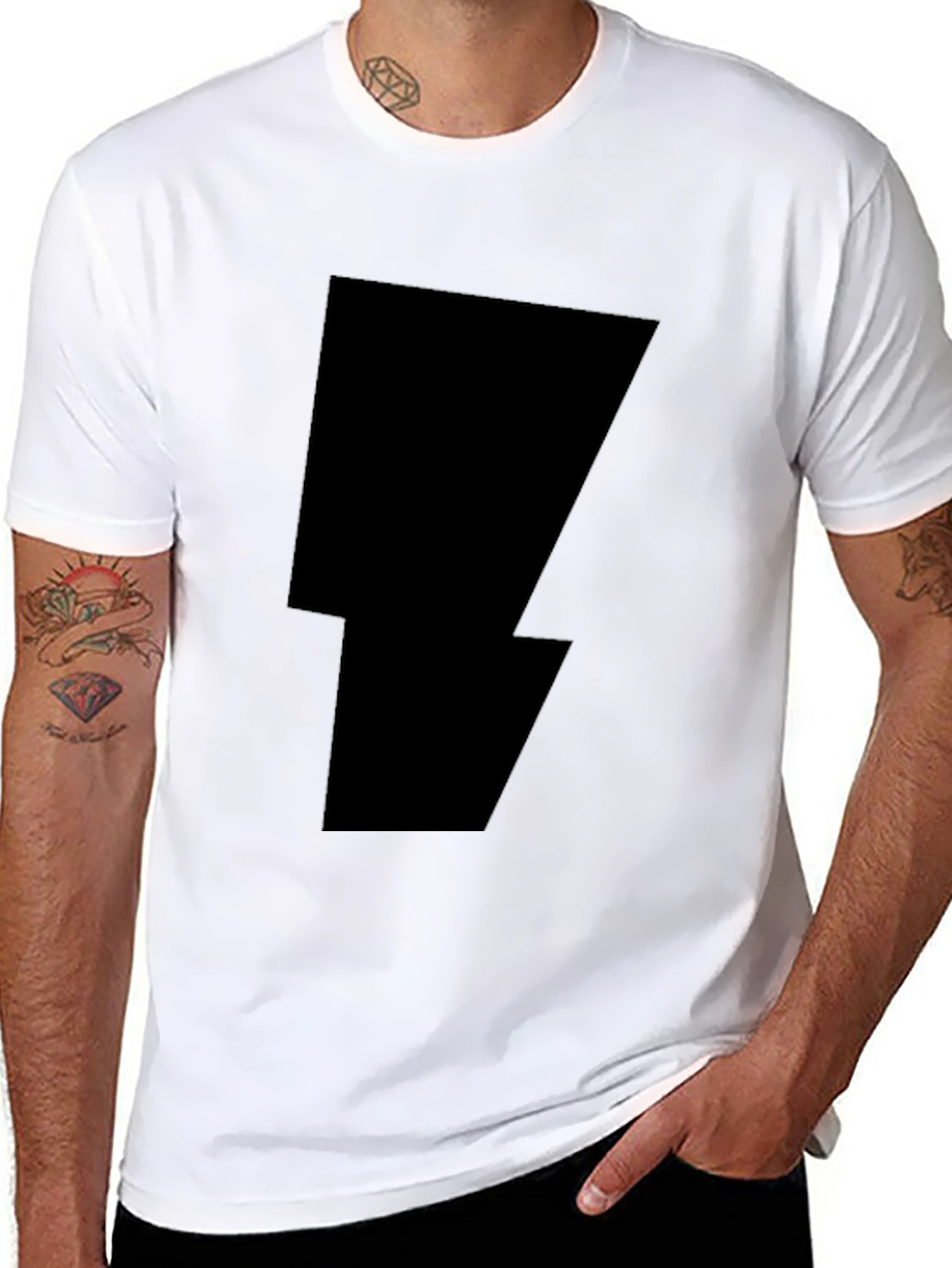Black Black Lightning Bolt Graphic Tee view 8