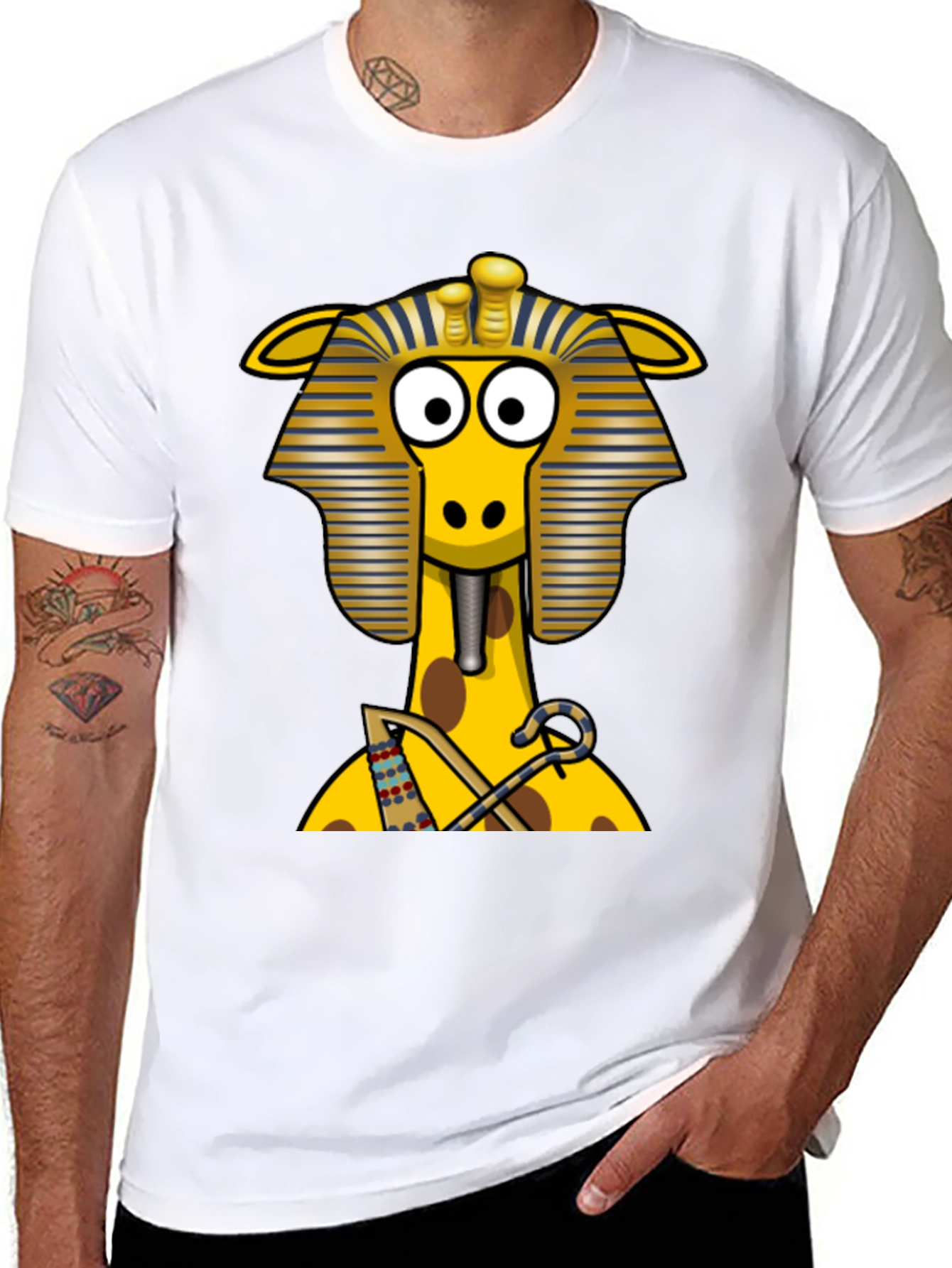 Black Egyptian Giraffe T-Shirt - Novelty Print view 8