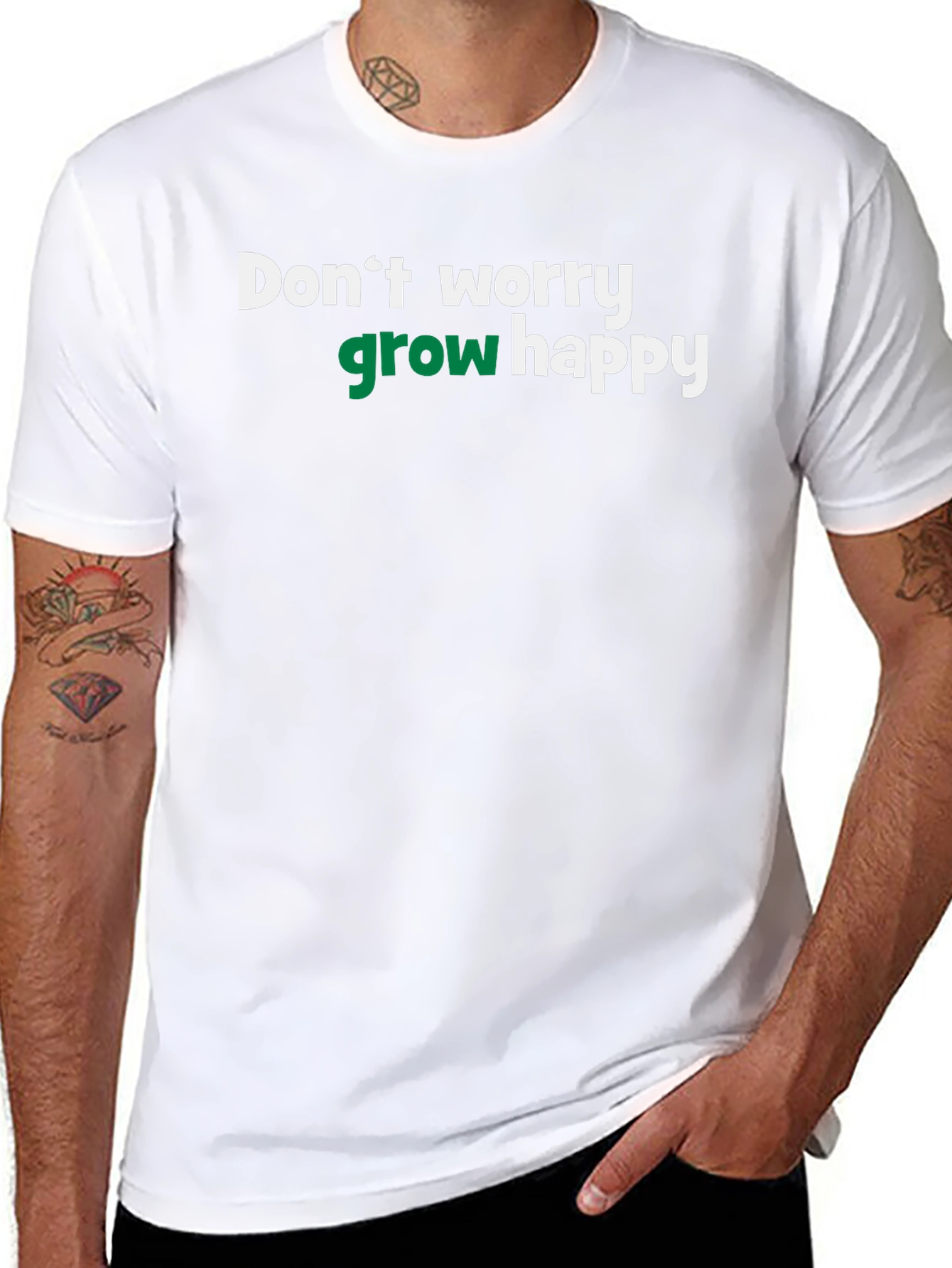 Black Don't Worry Grow Happy T-Shirt view 8