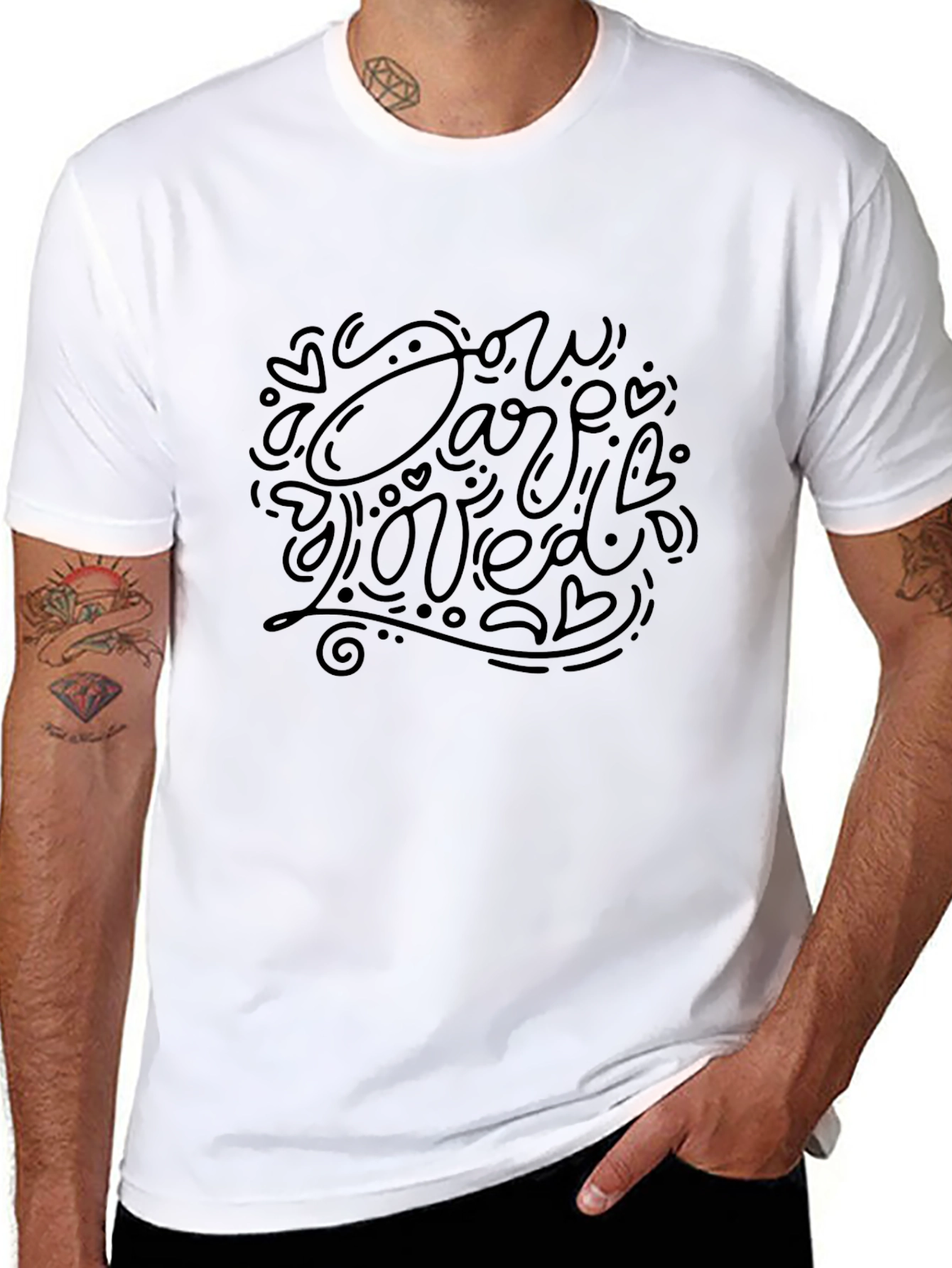 Black Loved Design Black T-Shirt view 8