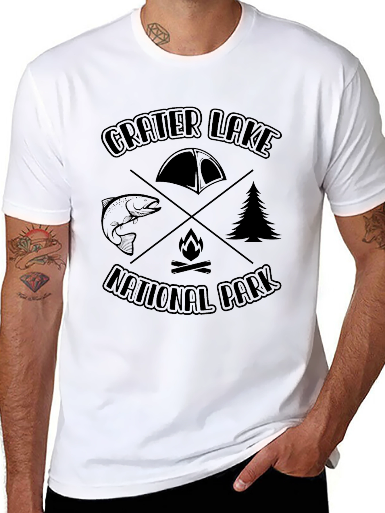 Black Crater Lake National Park Black Graphic Tee view 8