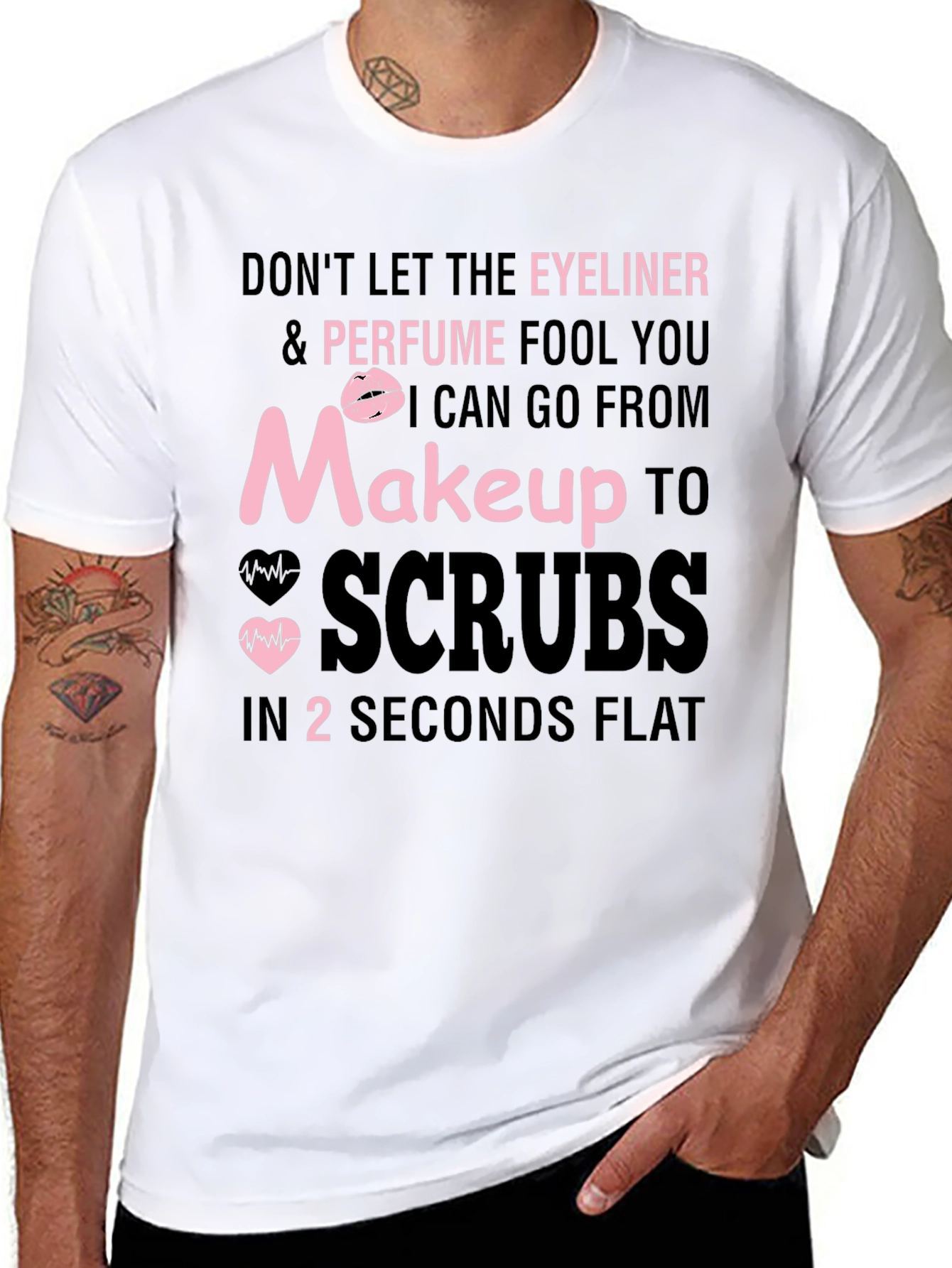 Black Makeup to Scrubs T-Shirt - Nurse Life view 8