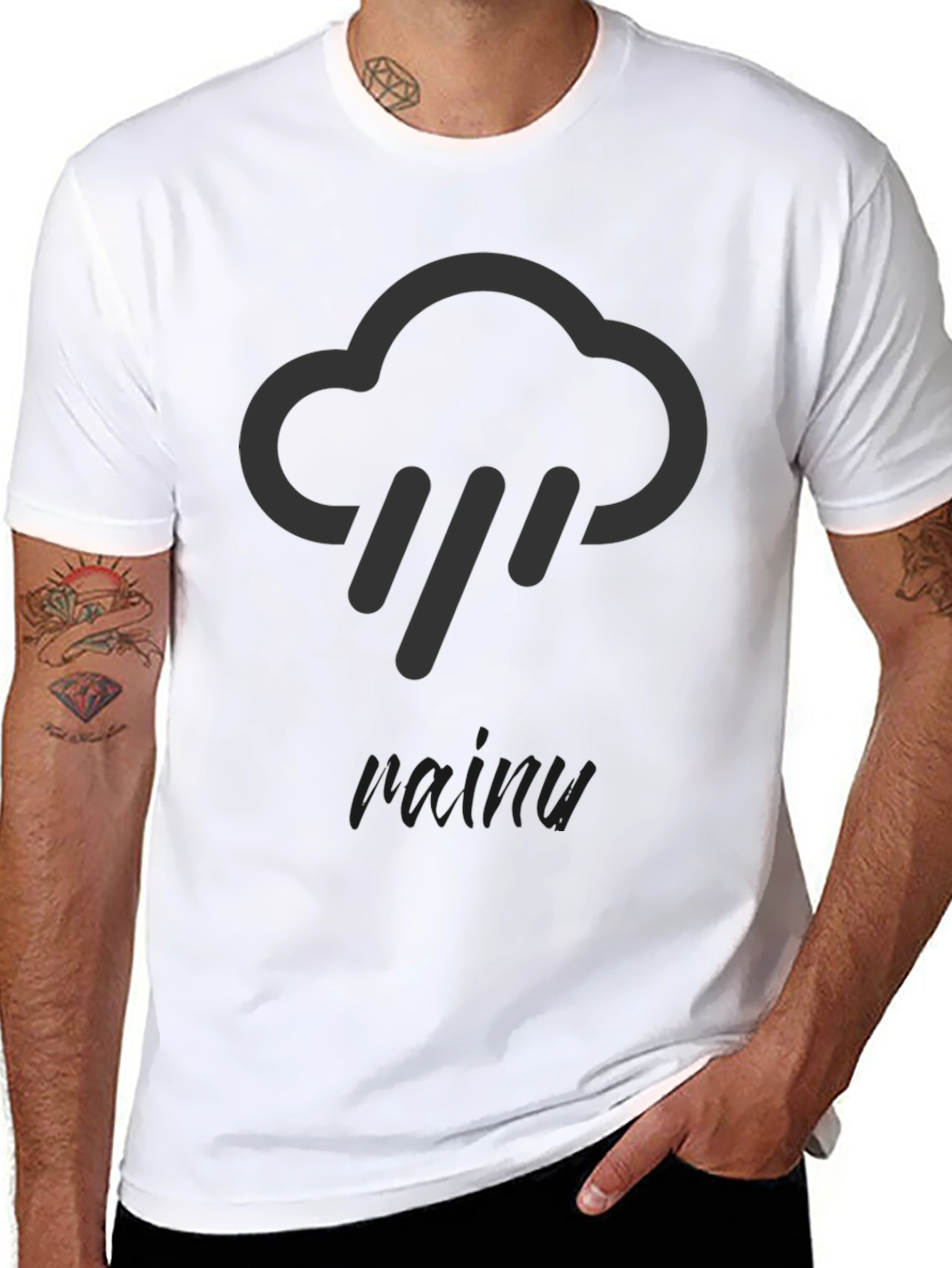 Black Rainy Day Cloud Graphic T-Shirt view 8