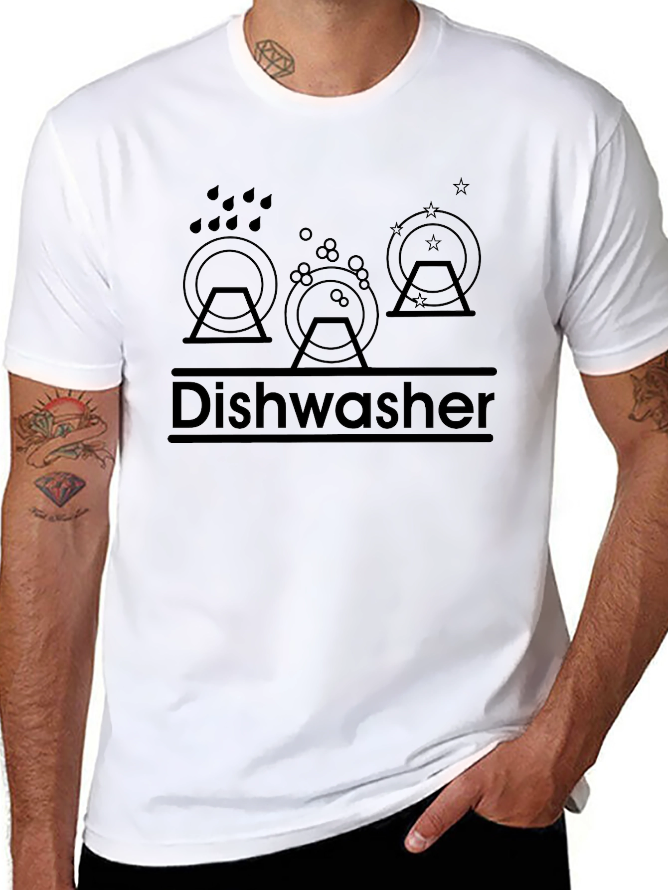 Black Dishwasher T-Shirt - Humorous Job Tee view 8