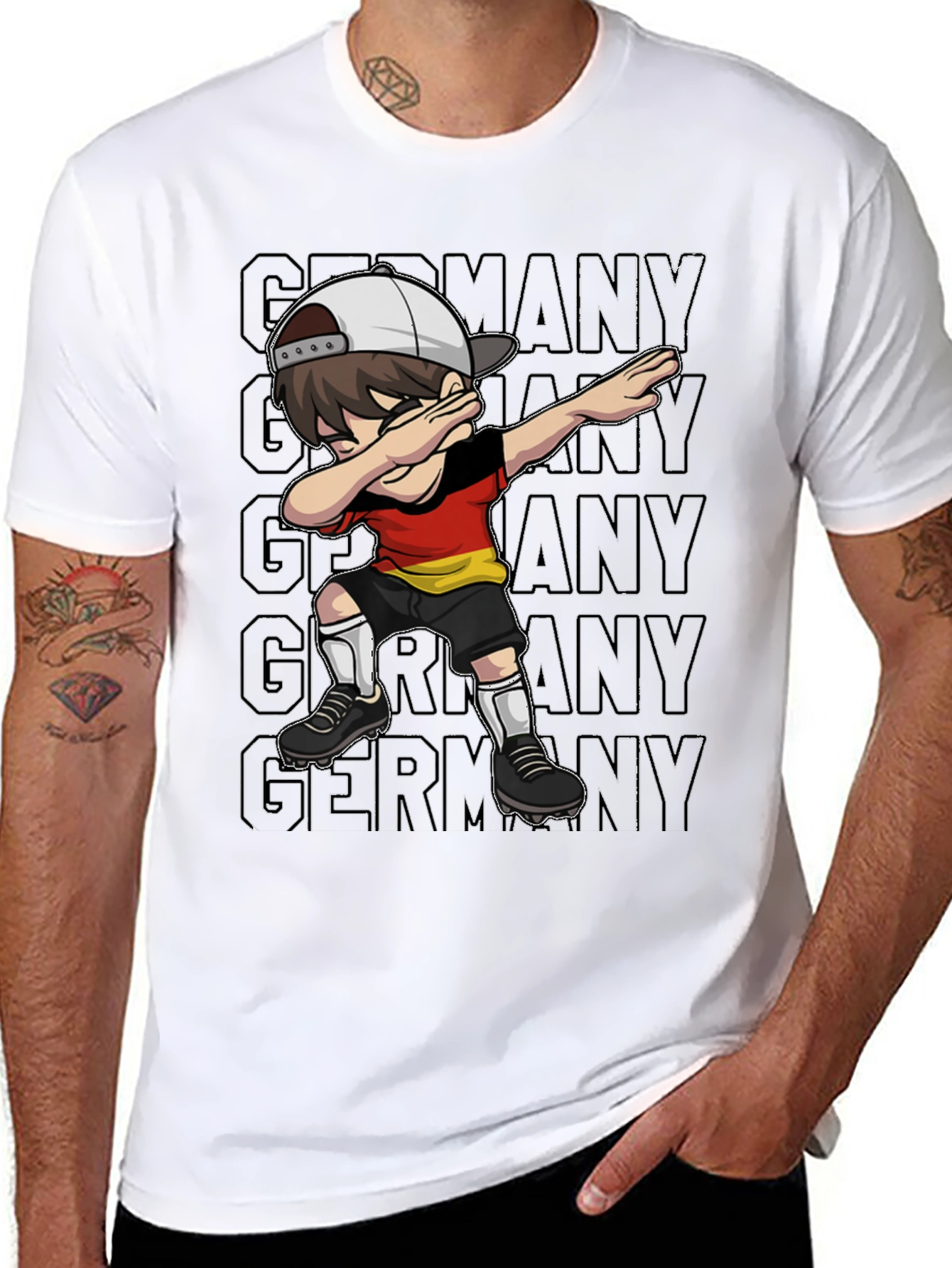 Black Germany Dabbing Soccer Player T-Shirt view 8