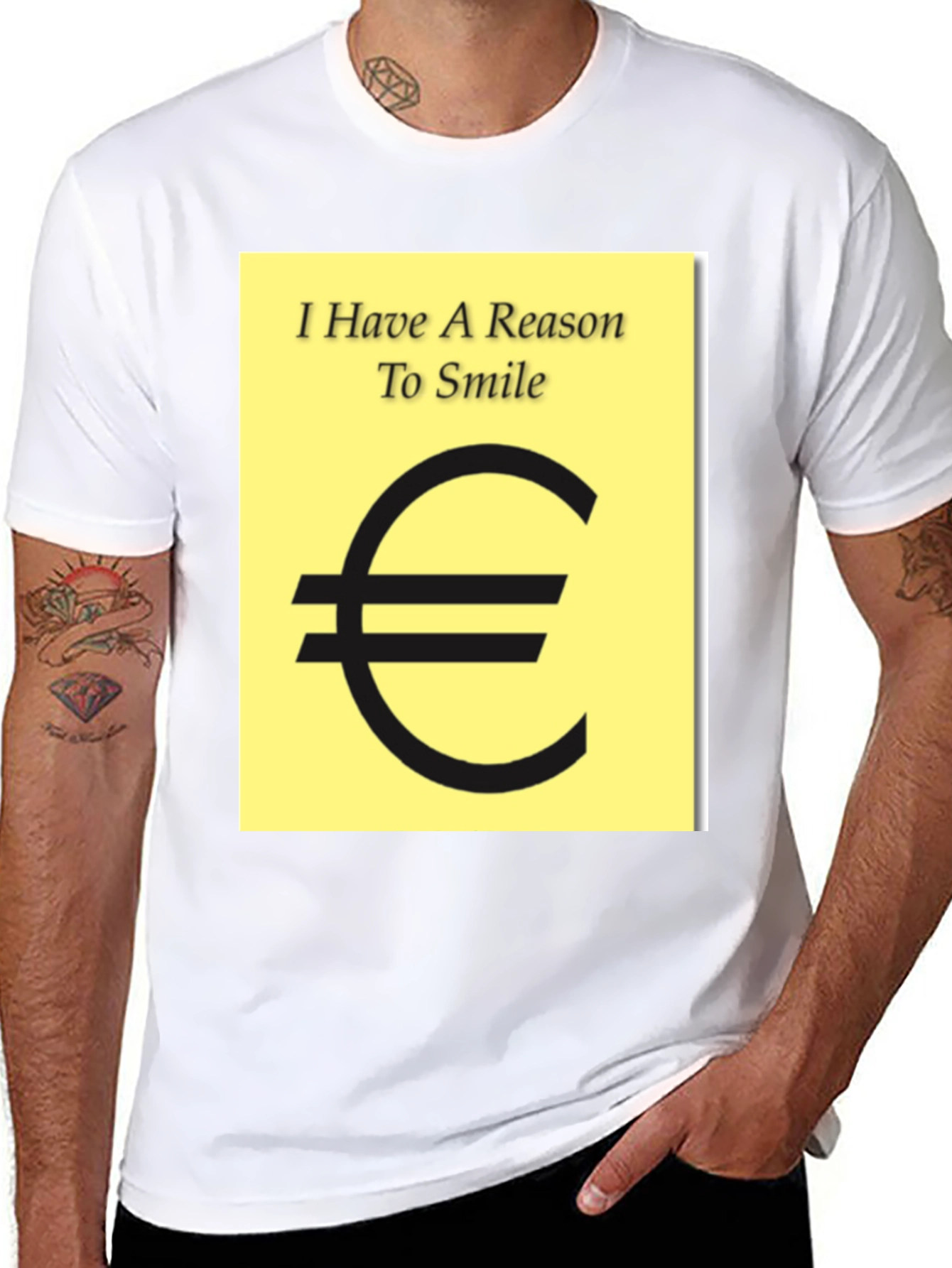 Black I Have A Reason To Smile Euro Sign T-Shirt view 8