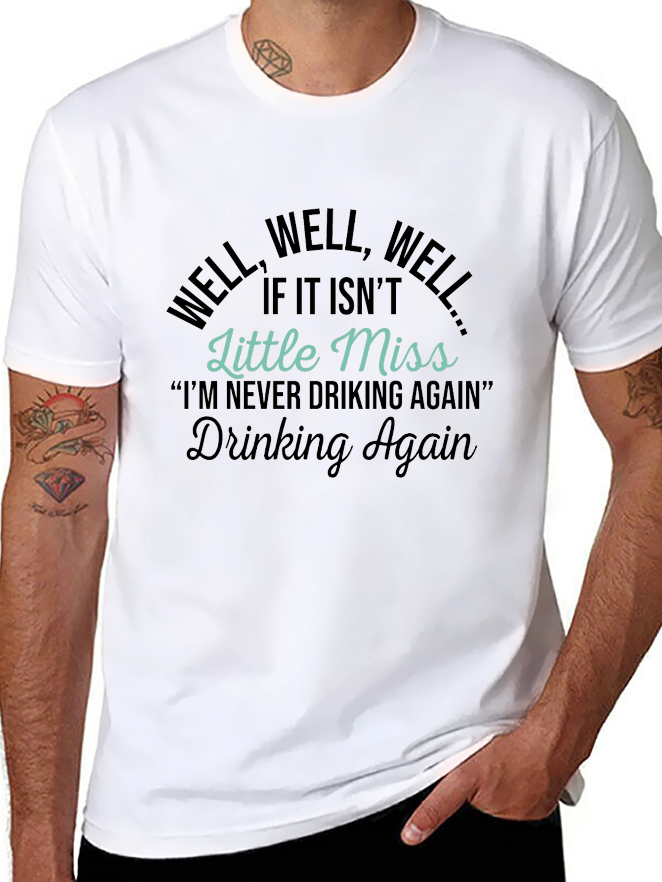 Black Funny Drinking Again T-Shirt view 8