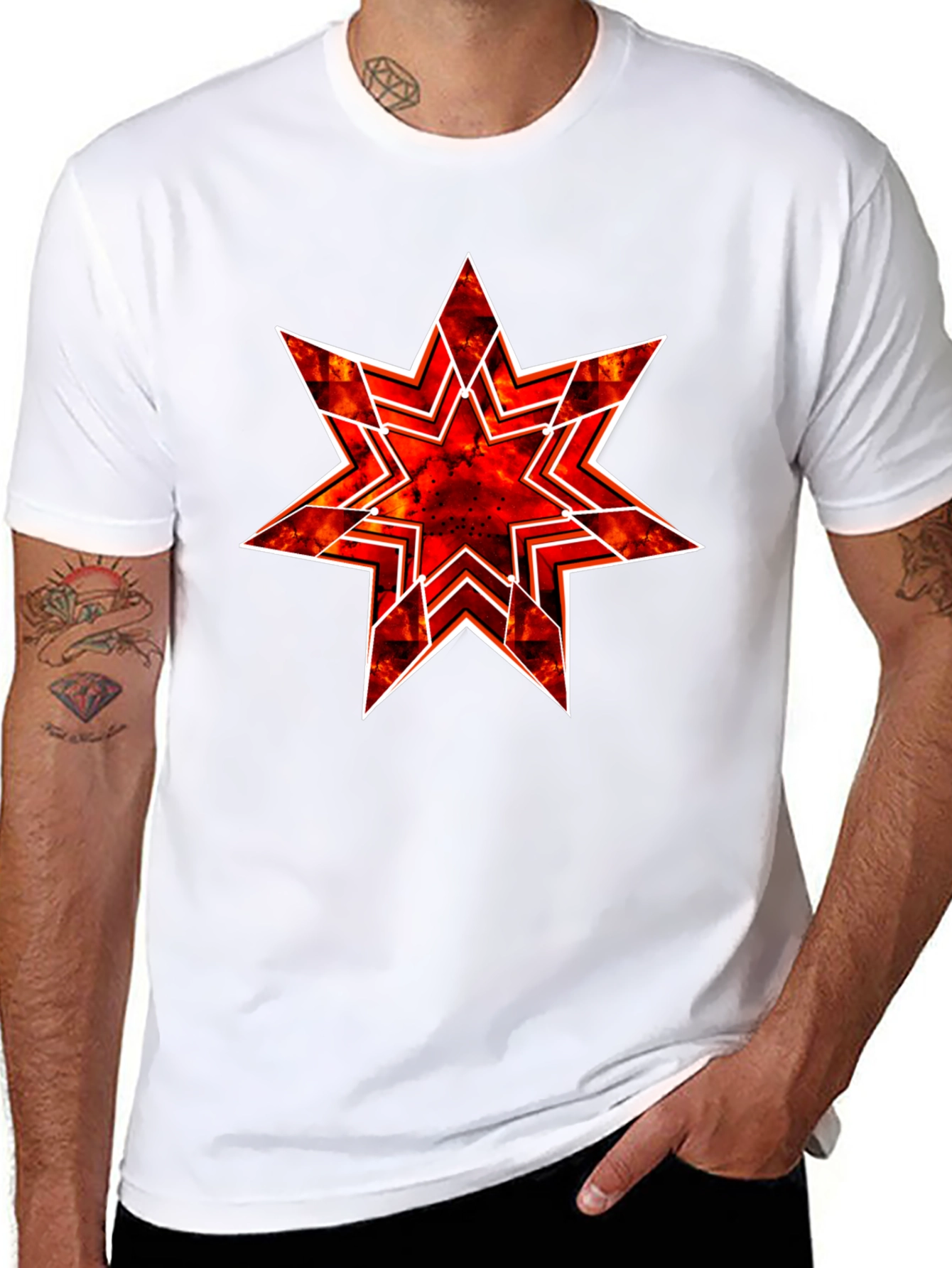 Black Fiery Starburst Graphic Tee - Bold Statement Shirt view 8