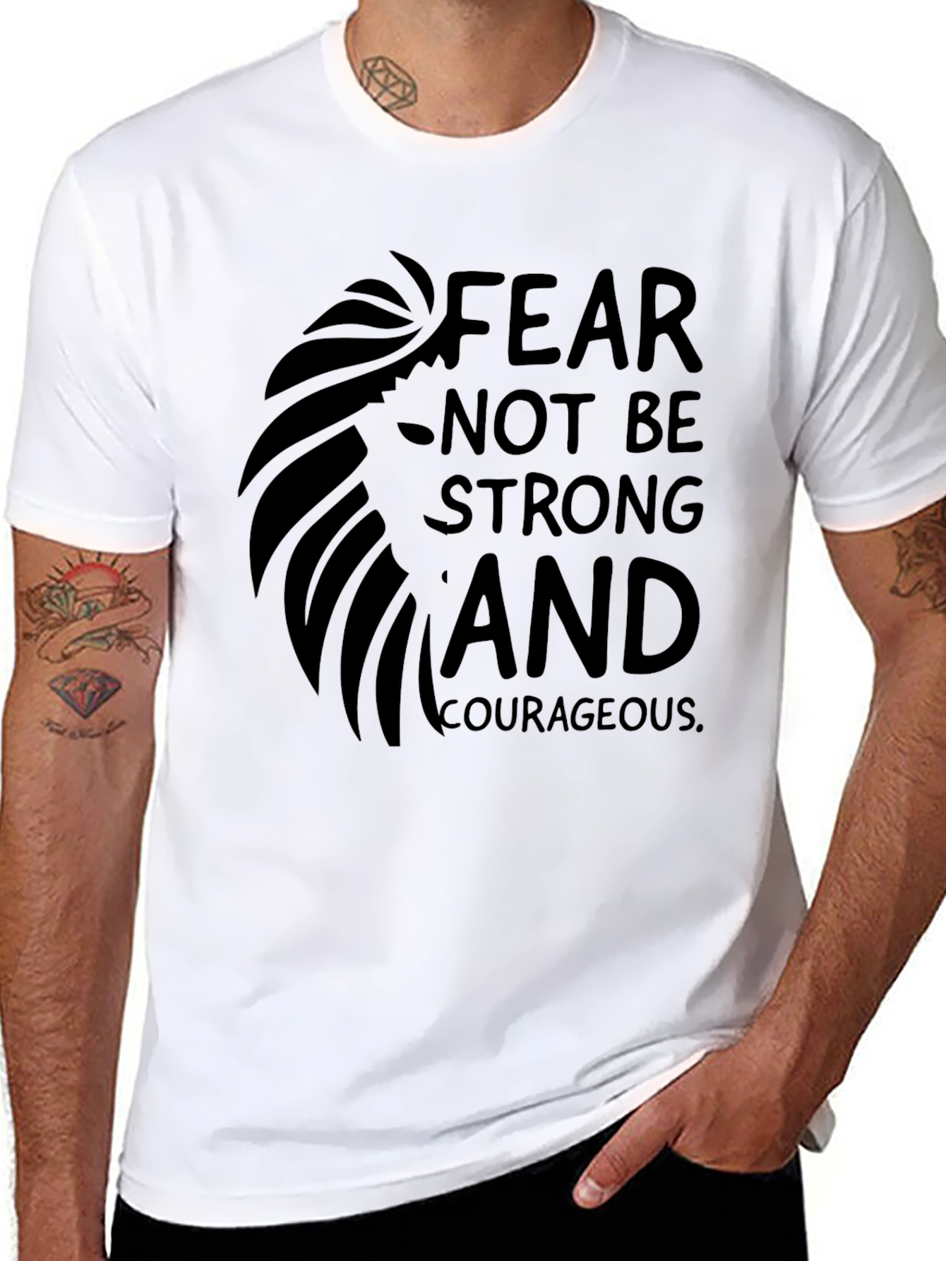 Black Fear Not, Be Strong T-Shirt view 8
