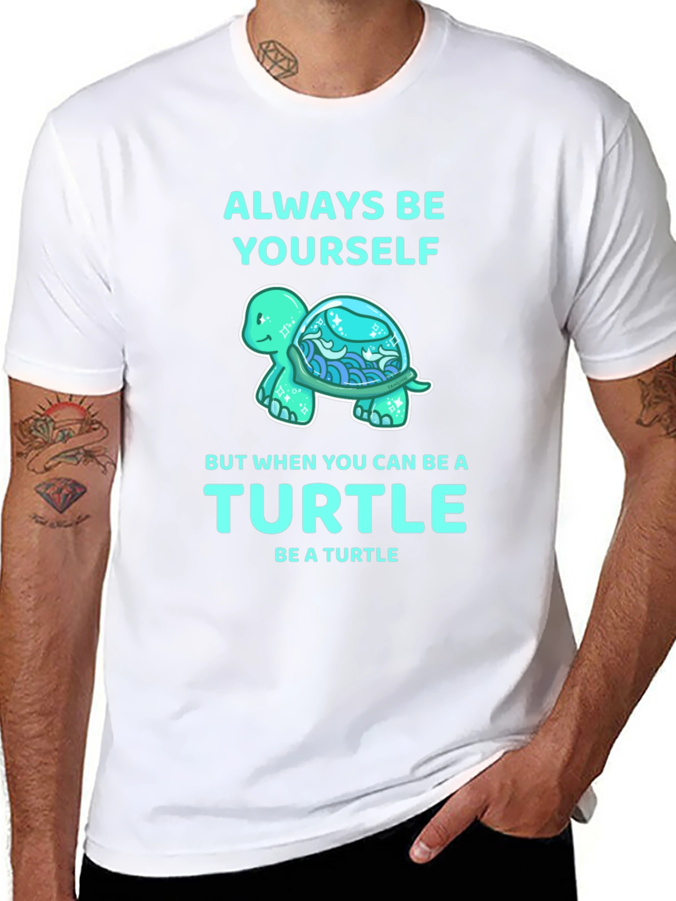 Black Always Be Yourself Turtle Graphic Tee view 8