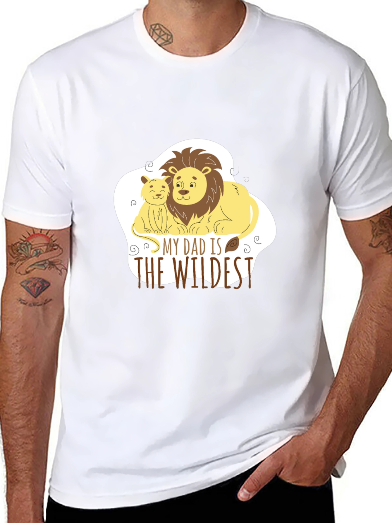 Black Dad & Cub Lion Graphic Tee - The Wildest Dad! view 8