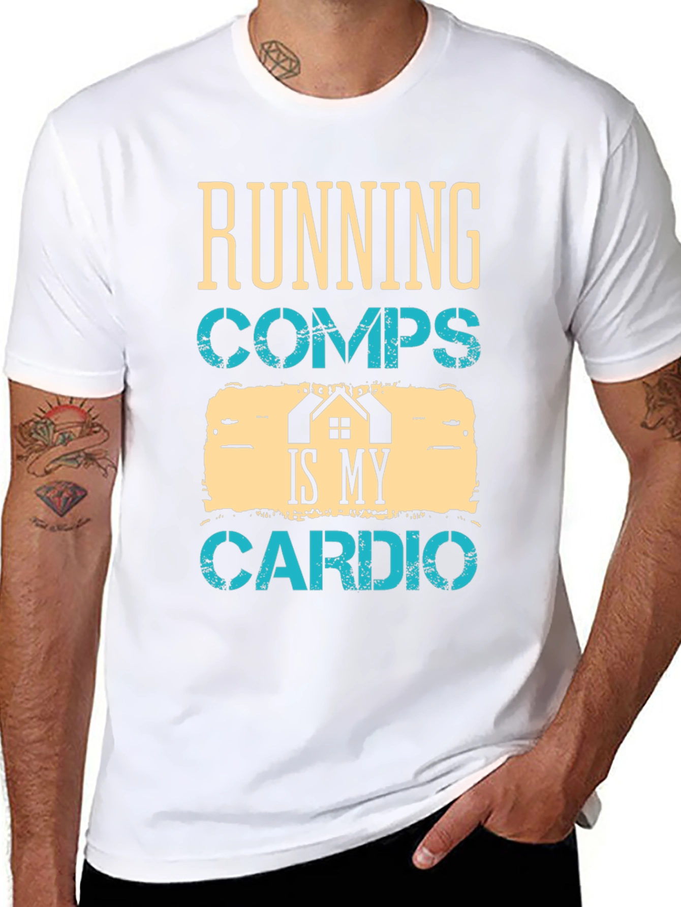 Black Running Comps Is My Cardio Graphic T-Shirt view 8