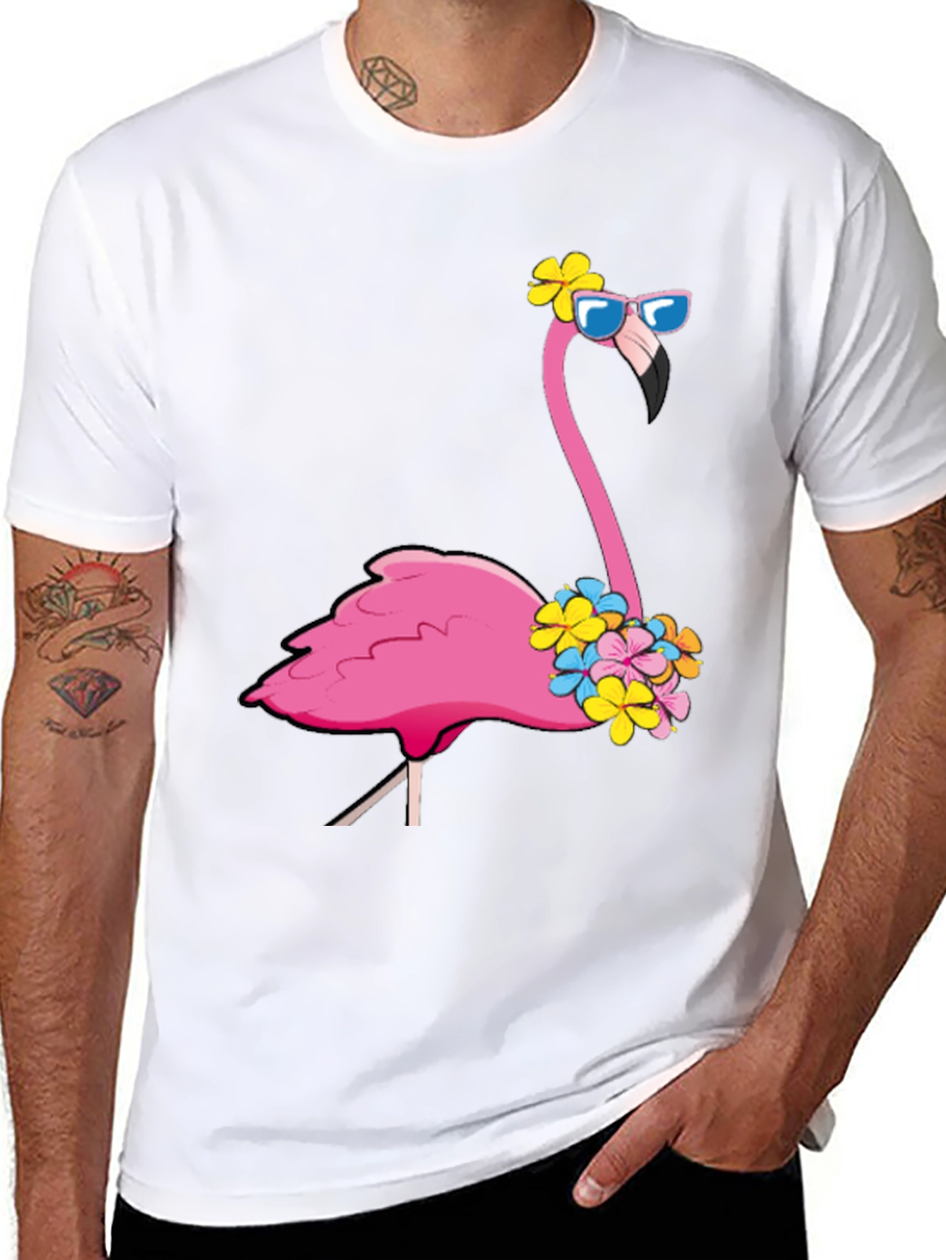 Black Cool Flamingo T-Shirt - Summer Vibes view 8