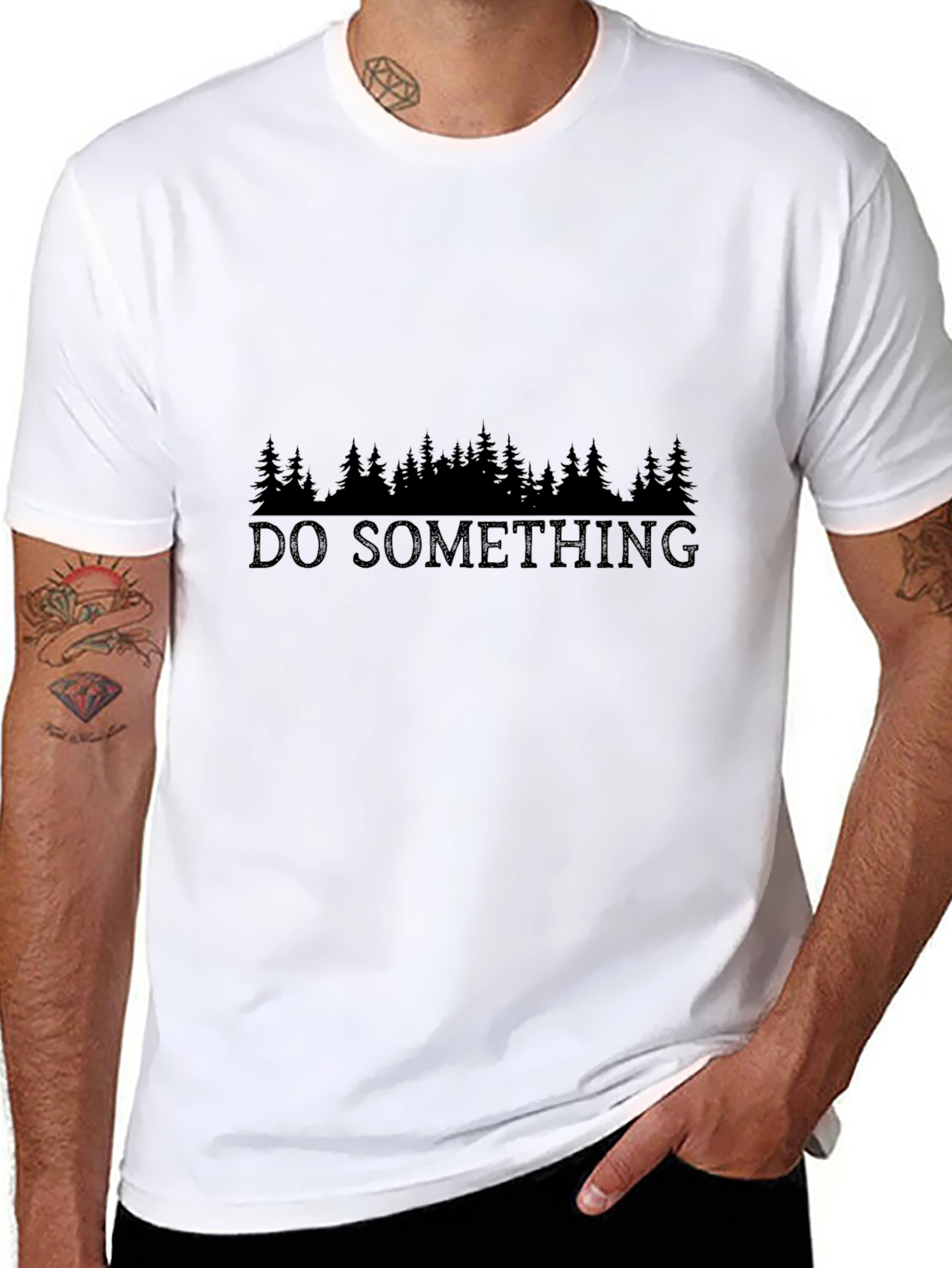 Black Do Something Trees Black Graphic Tee Shirt view 8