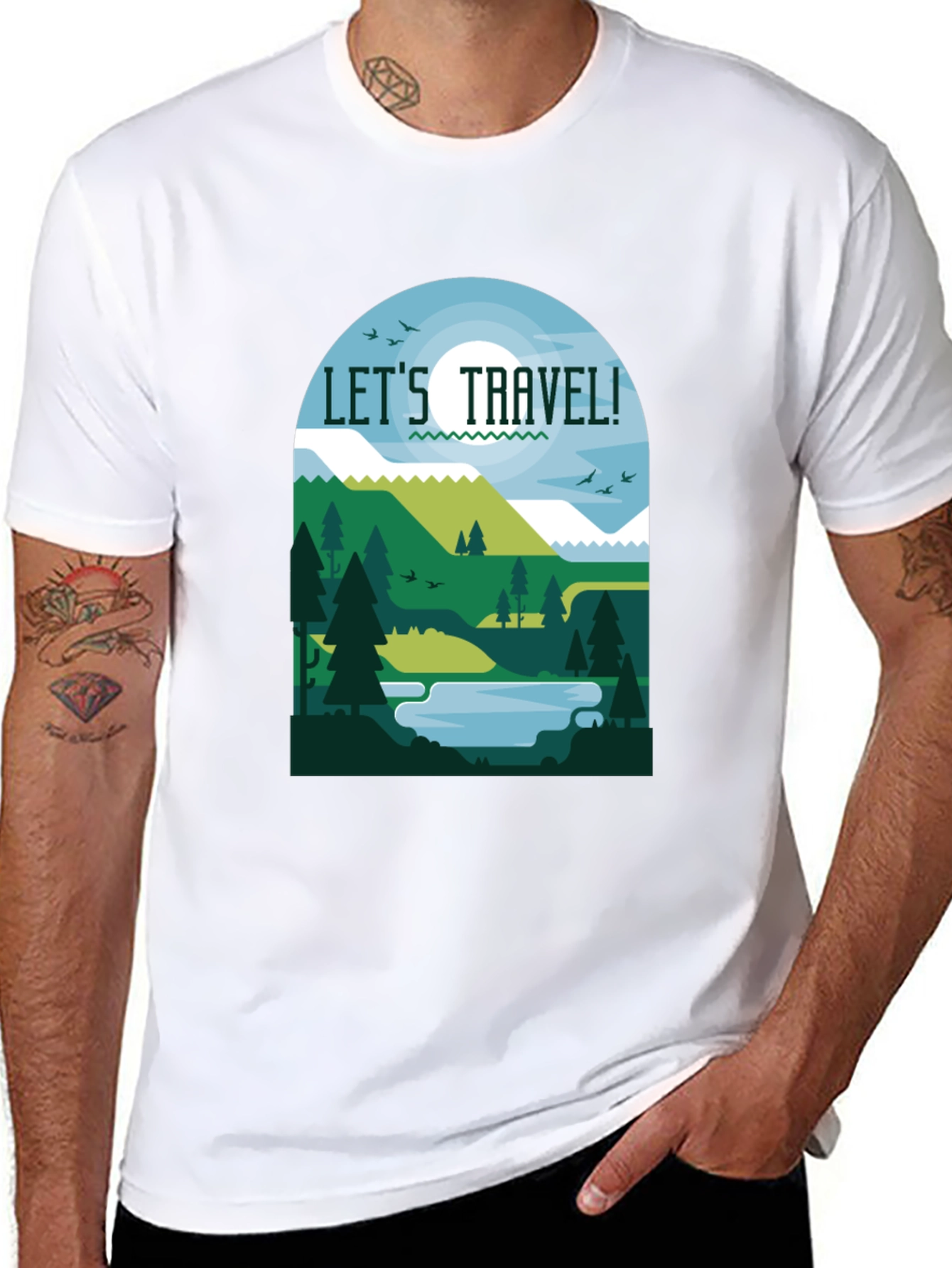 Black Let's Travel T-Shirt - Nature Inspired Tee view 8