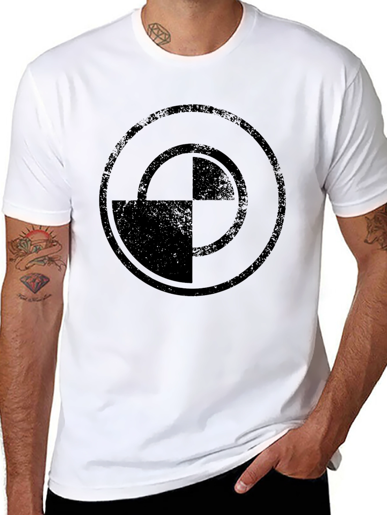 Black Geometric Circle Graphic Print Black Tee view 8