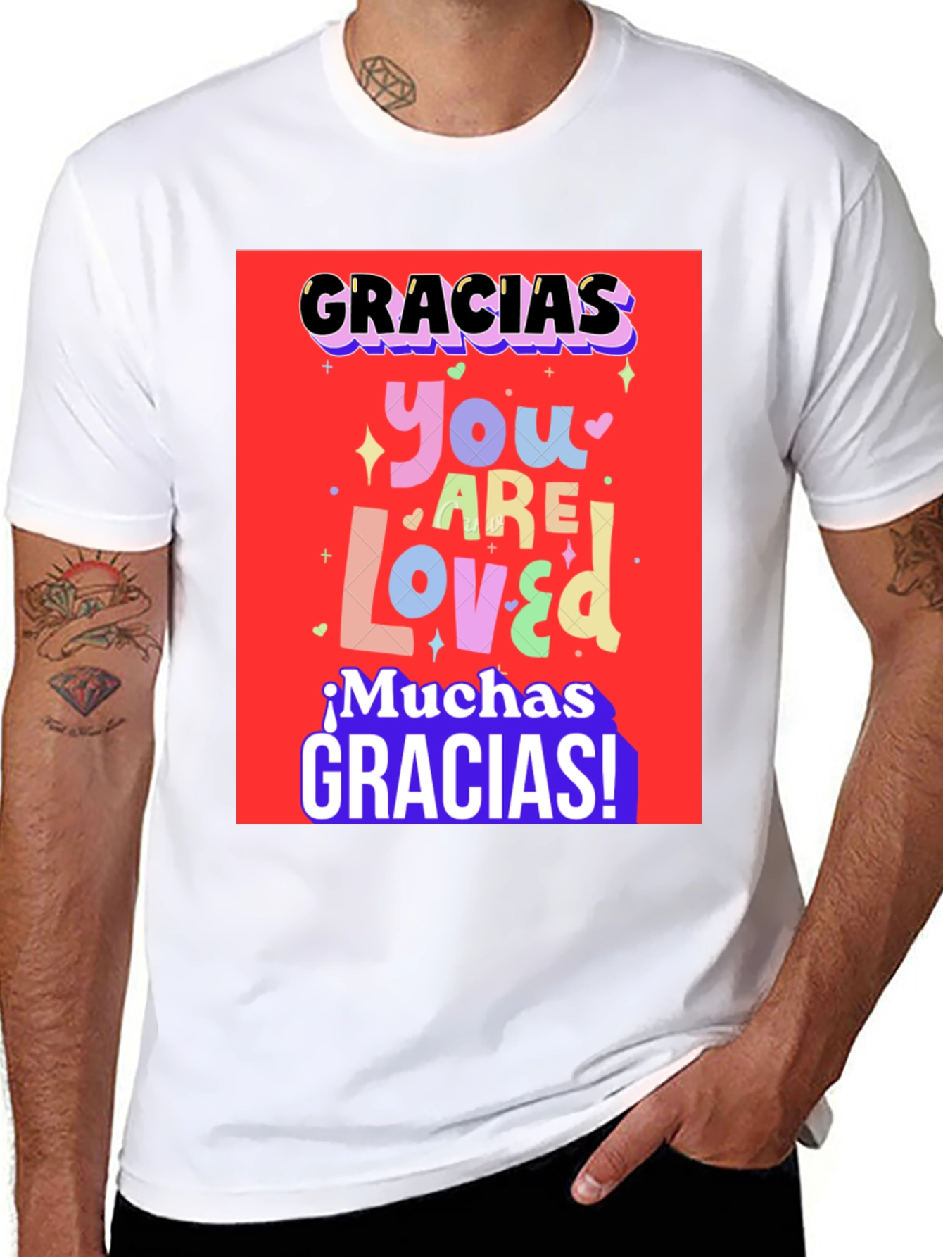 Black Gracias You Are Loved Graphic T-Shirt view 8