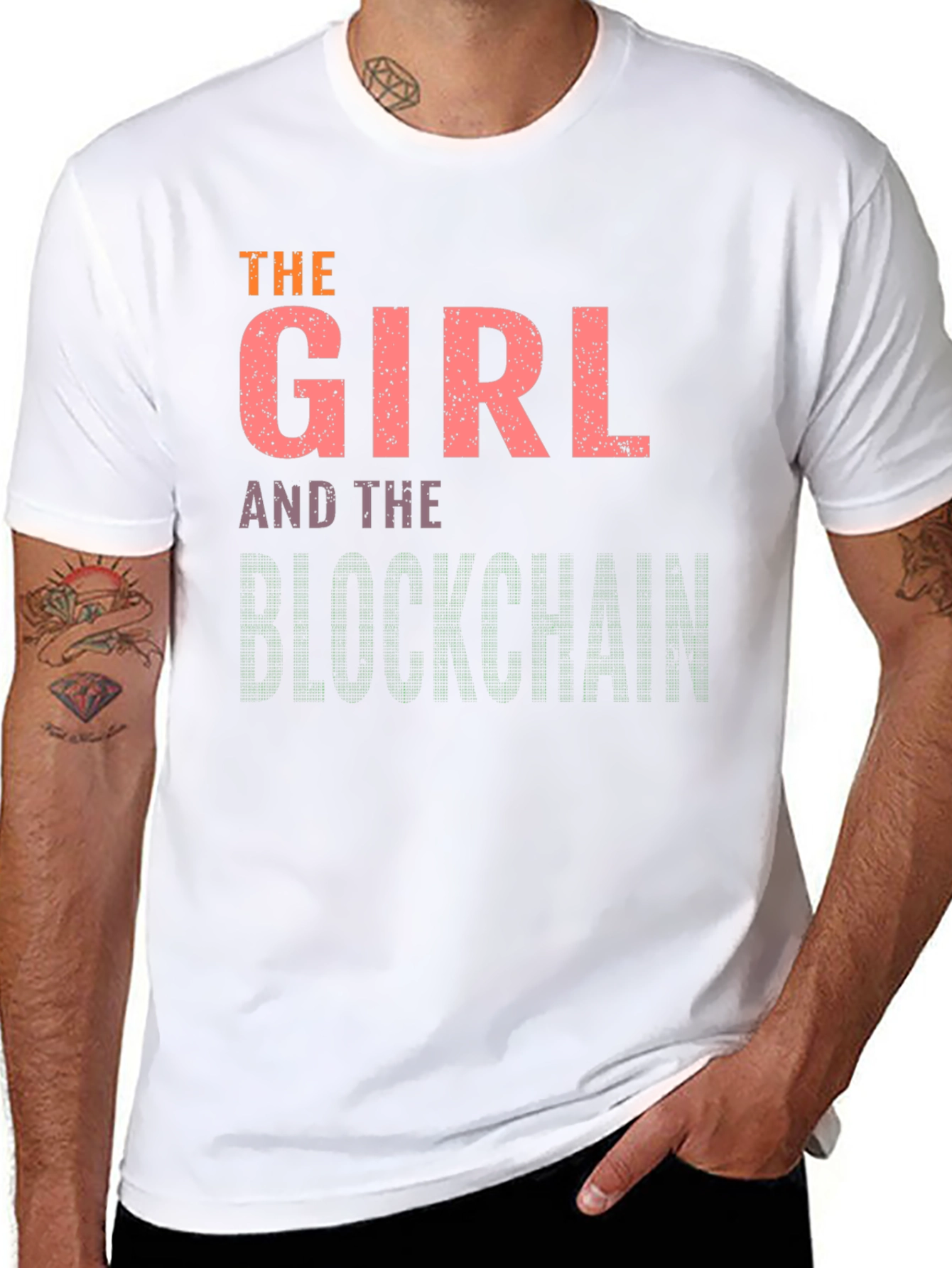 Black The Girl and the Blockchain Black T-Shirt view 8