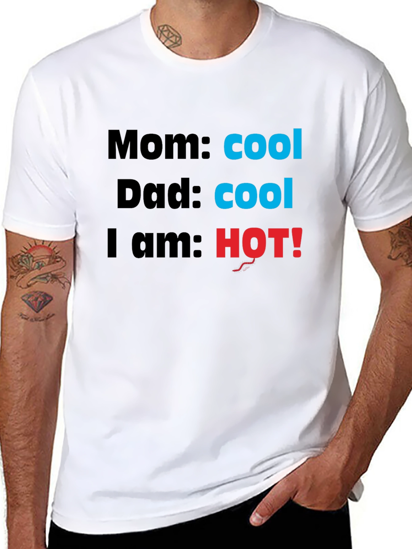 Black Cool Mom & Dad, I'm HOT! Novelty T-Shirt view 8