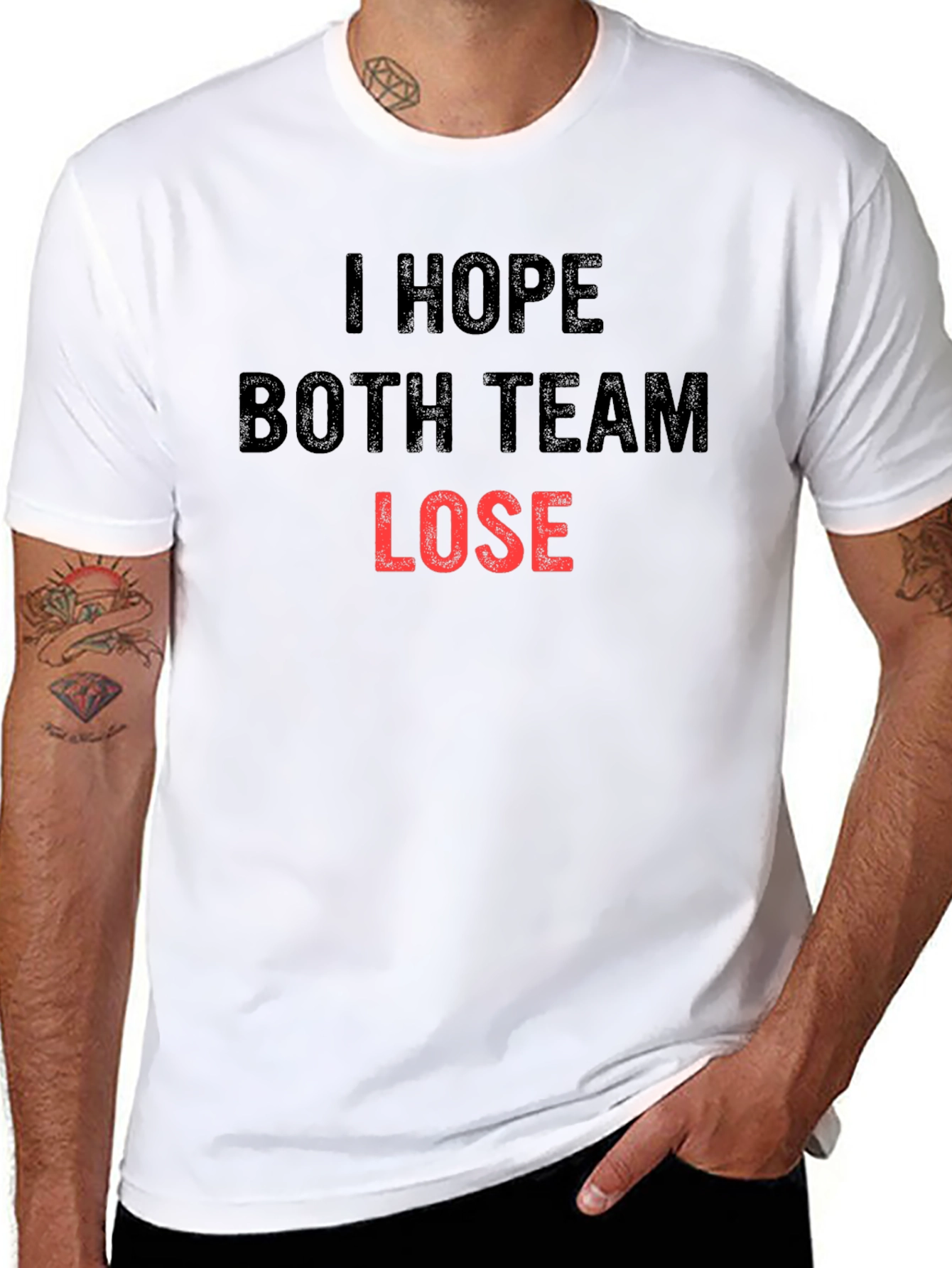 Black I Hope Both Team Lose Sarcastic T-Shirt view 8