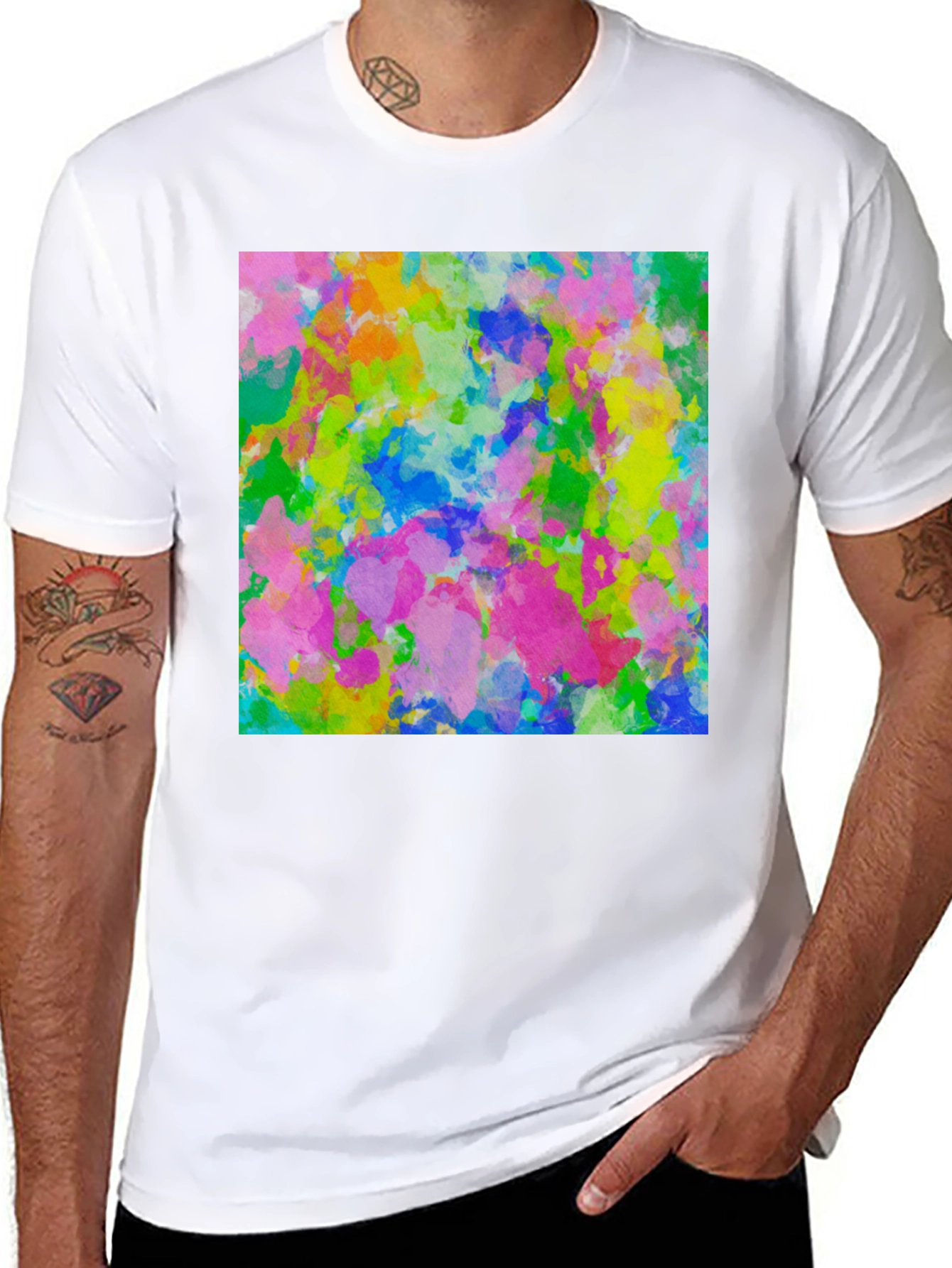 Black Abstract Art Print Black T-Shirt view 8