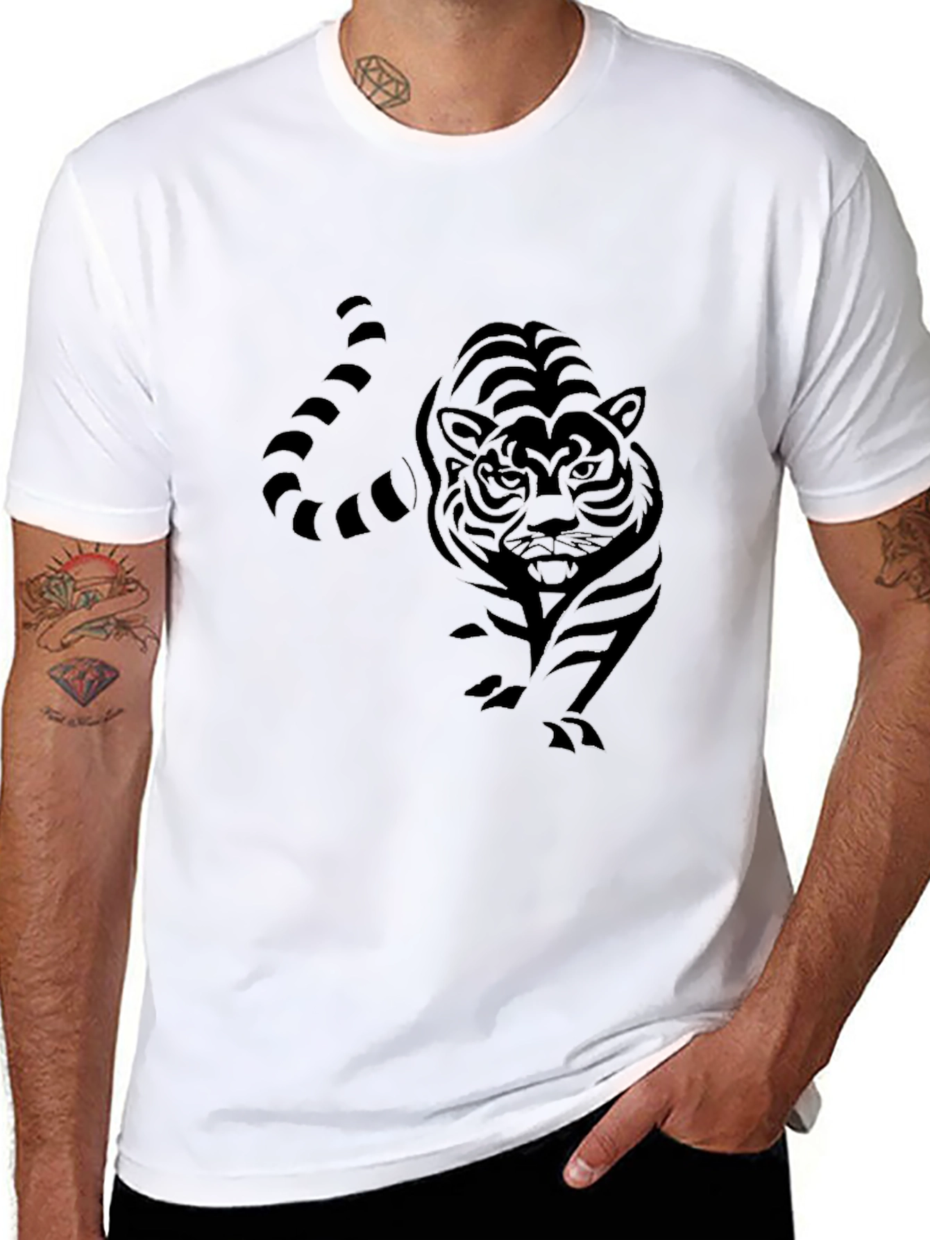 Black Black Tiger Graphic Tee - Men's Fashion view 8