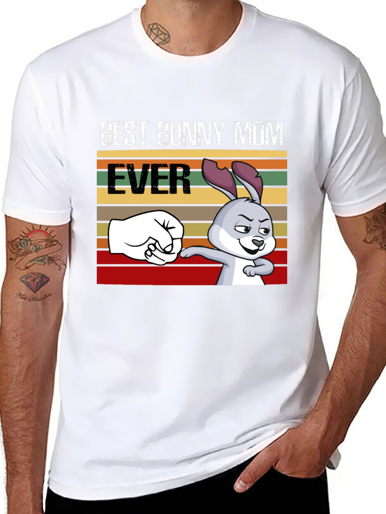 Black Best Bunny Mom Ever T-Shirt, Fun Easter Tee view 8