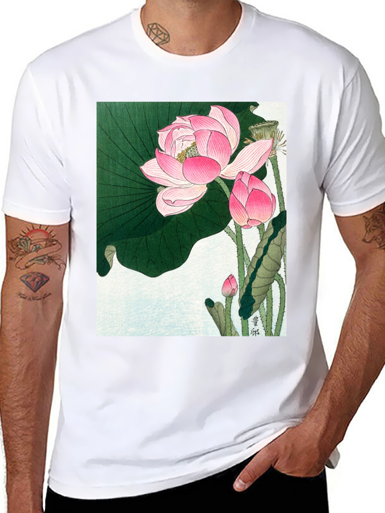 Black Lotus Print T-Shirt view 8