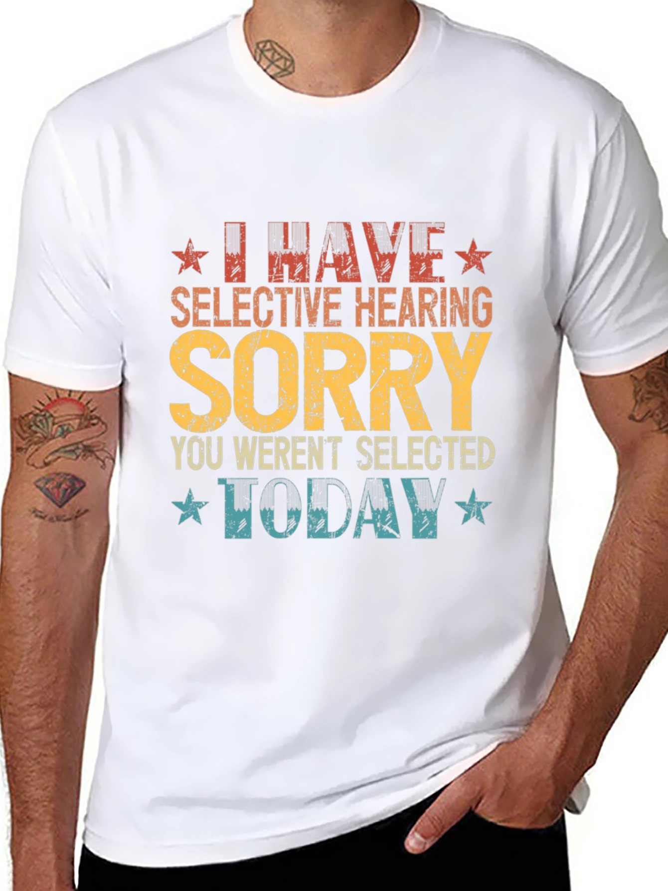 Black I Have Selective Hearing Funny Graphic Tee view 8