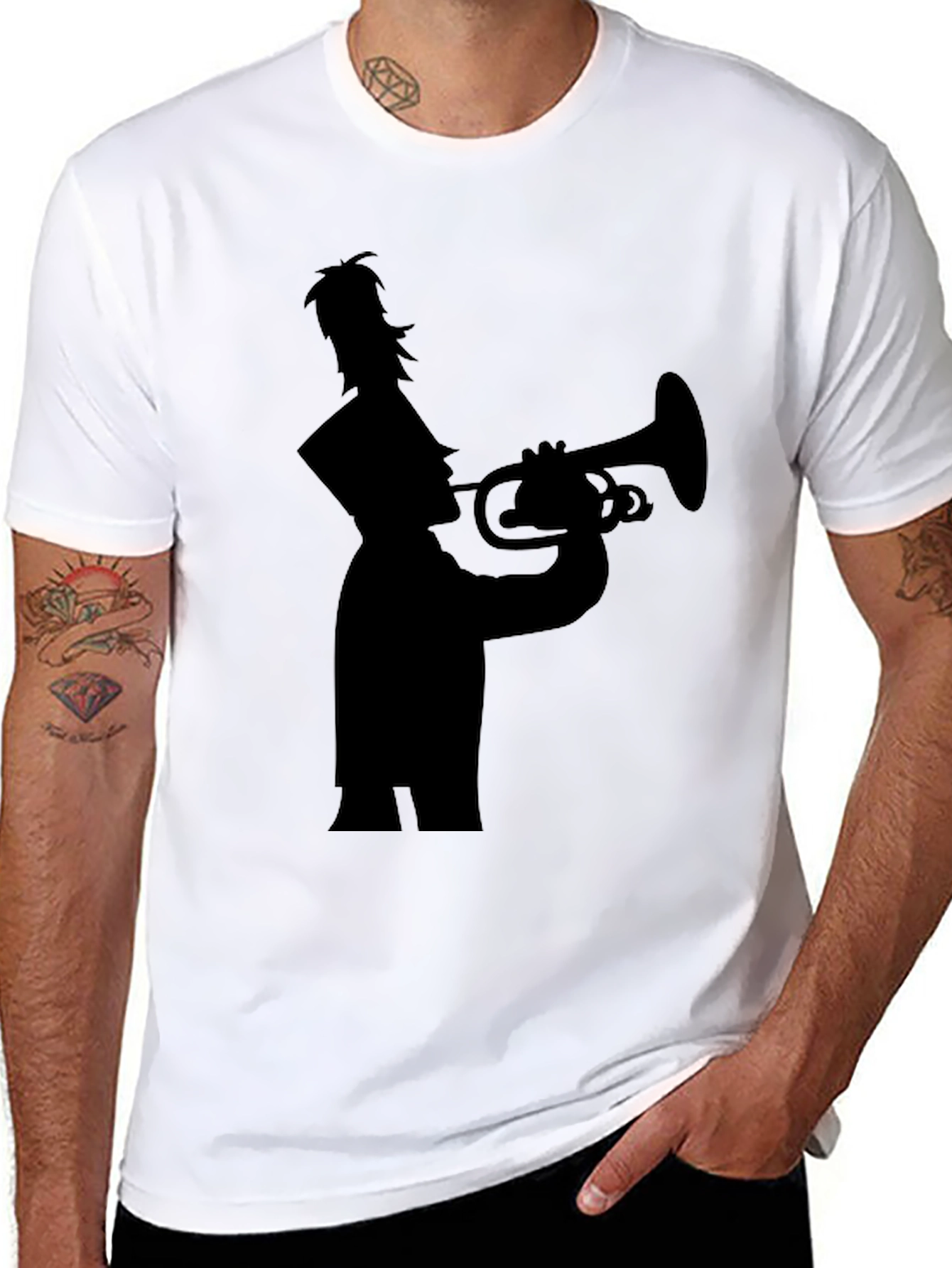 Black Trumpet Player Silhouette Tee - Black view 8