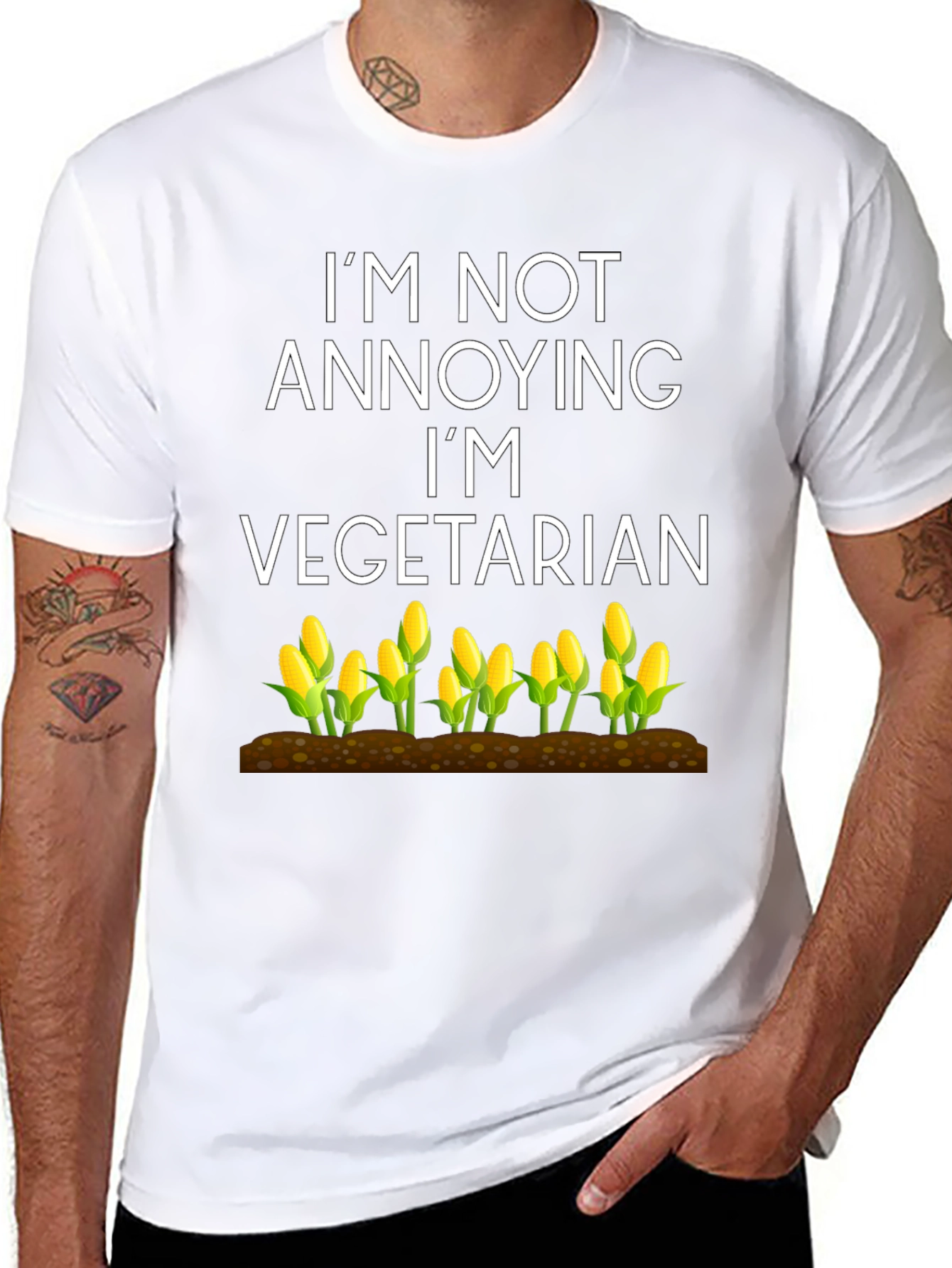 Black Vegetarian Corn Graphic Tee view 8
