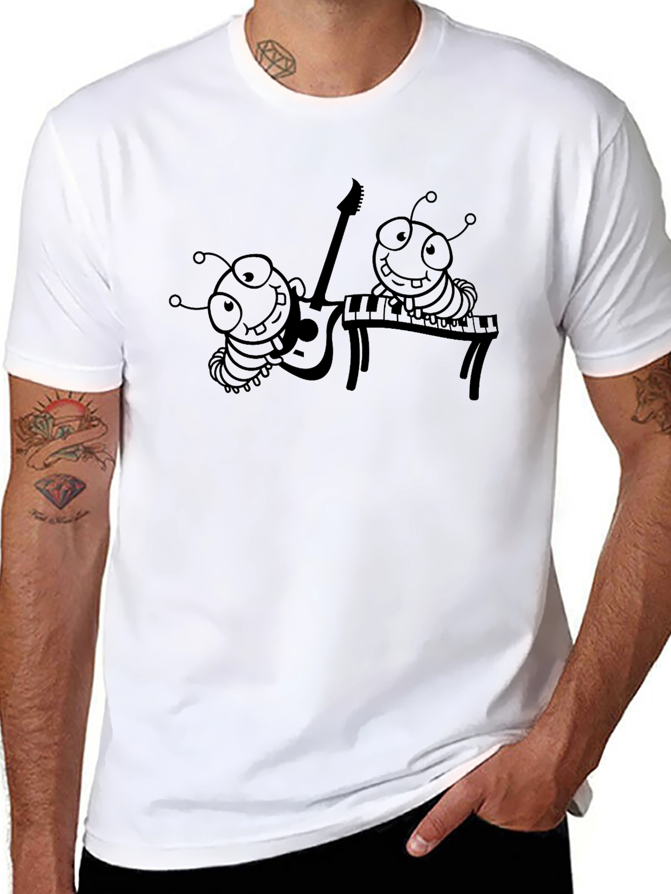 Black Cartoon Music Bugs Graphic Tee view 8