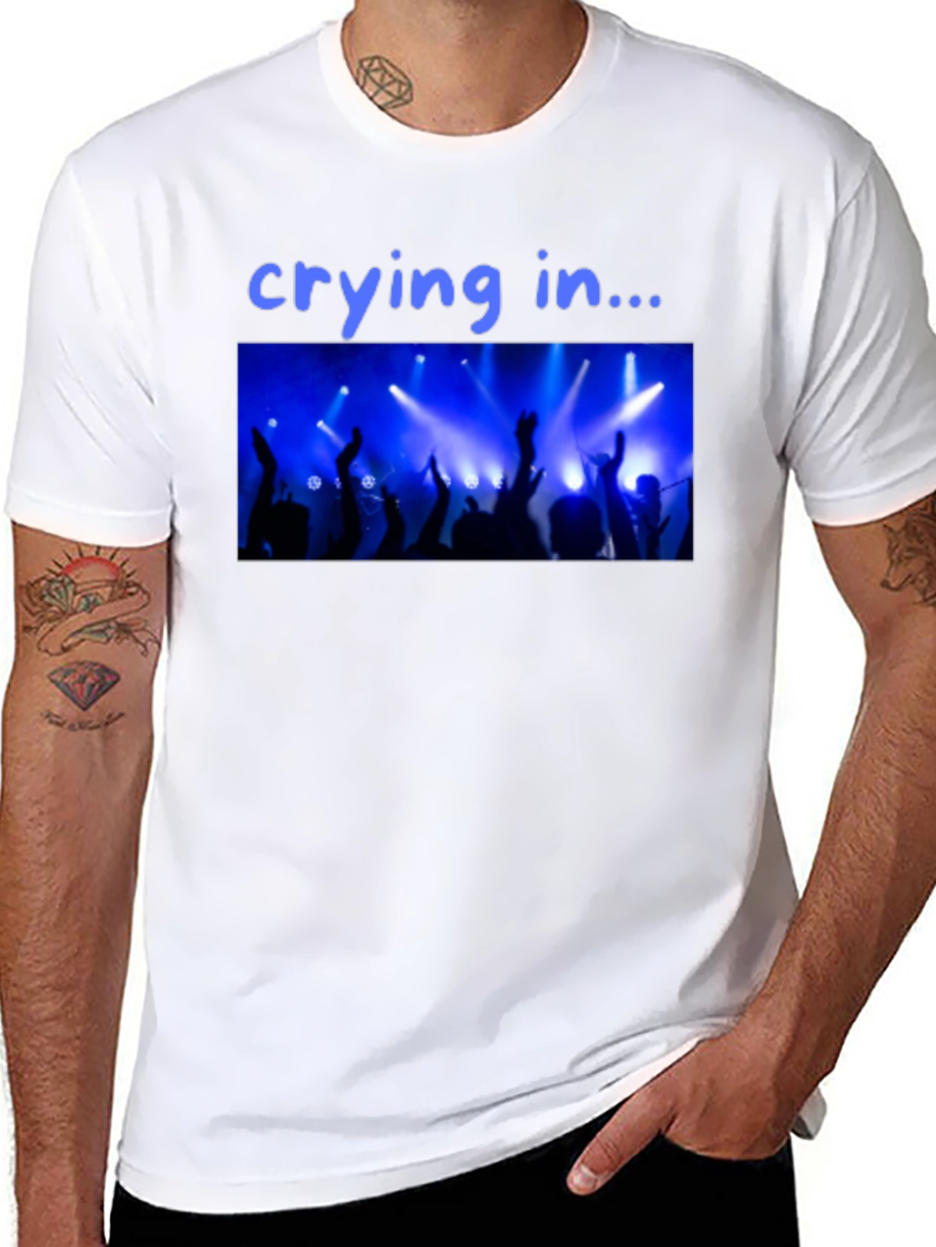 Black Crying in Concert T-Shirt - Black Crew Neck Graphic Tee view 8