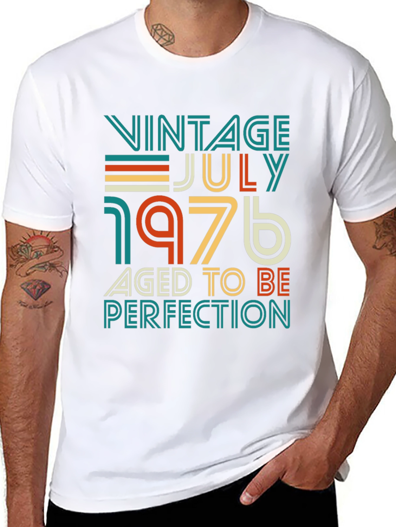 Black Vintage July 1976 Aged to Perfection T-Shirt view 8