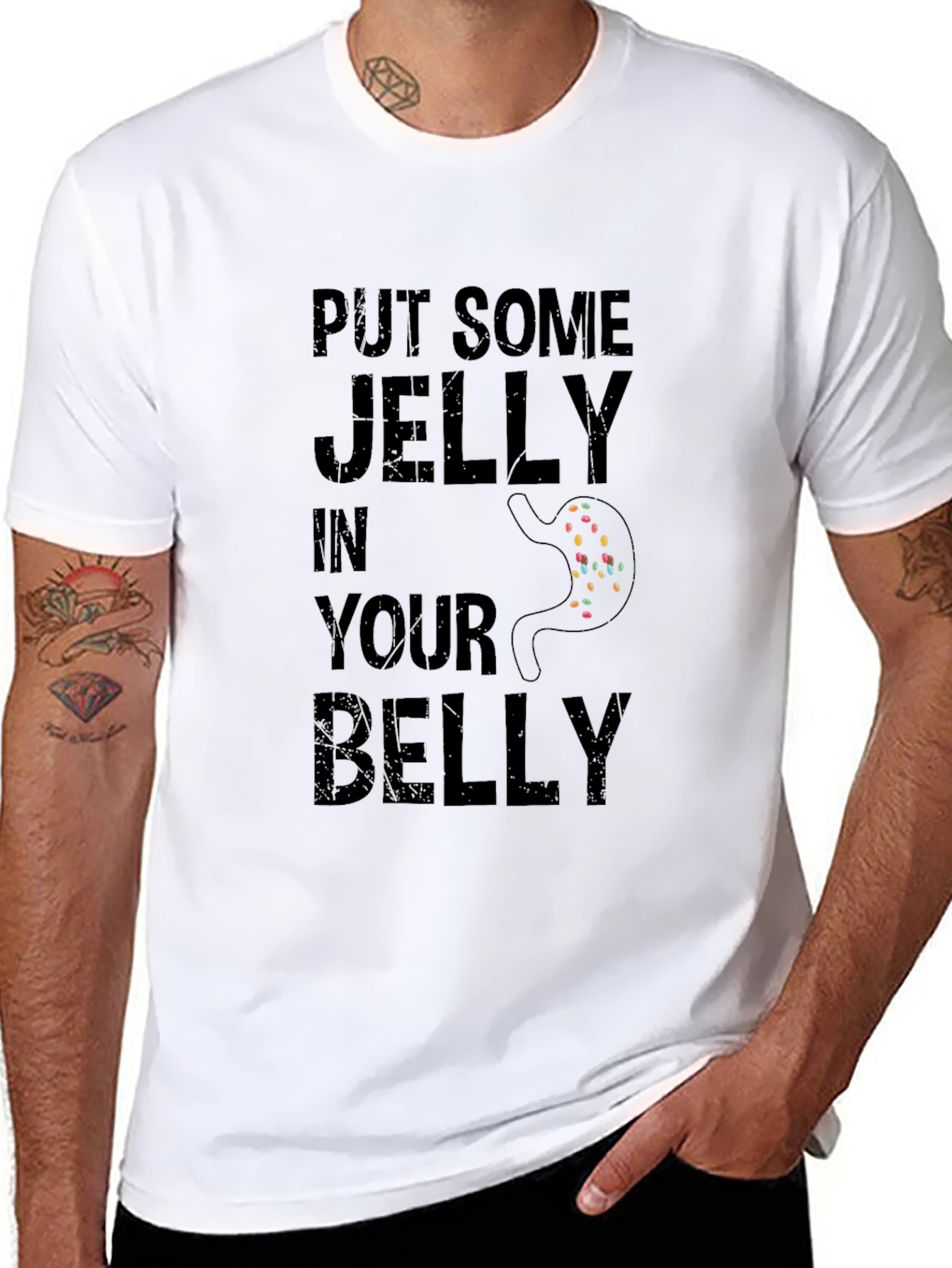Black Funny 'Put Some Jelly in Your Belly' Black T-Shirt view 8