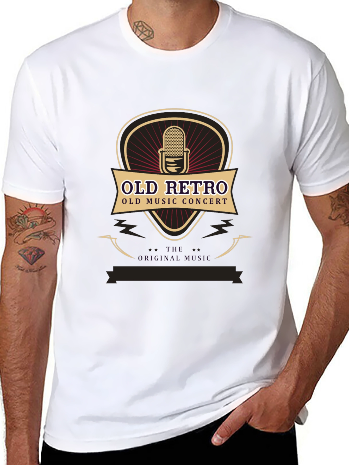 Black Vintage Retro Music Concert T-Shirt view 8