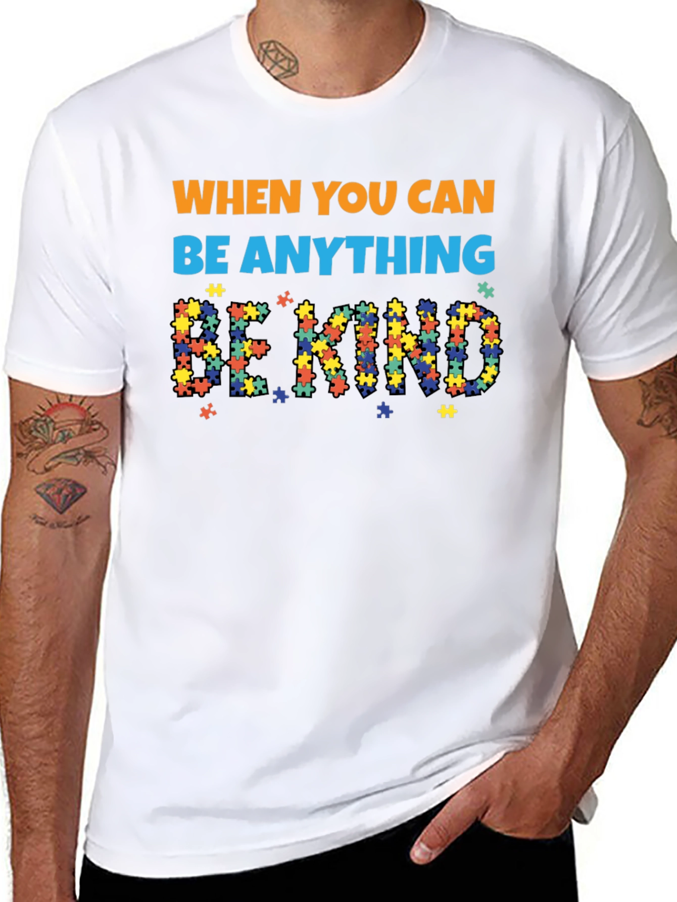 Black Be Kind Autism Awareness T-Shirt view 8