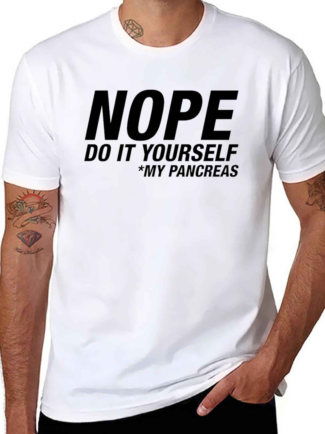 Black Nope DIY Pancreas T-Shirt - Funny Diabetes Awareness Tee view 8