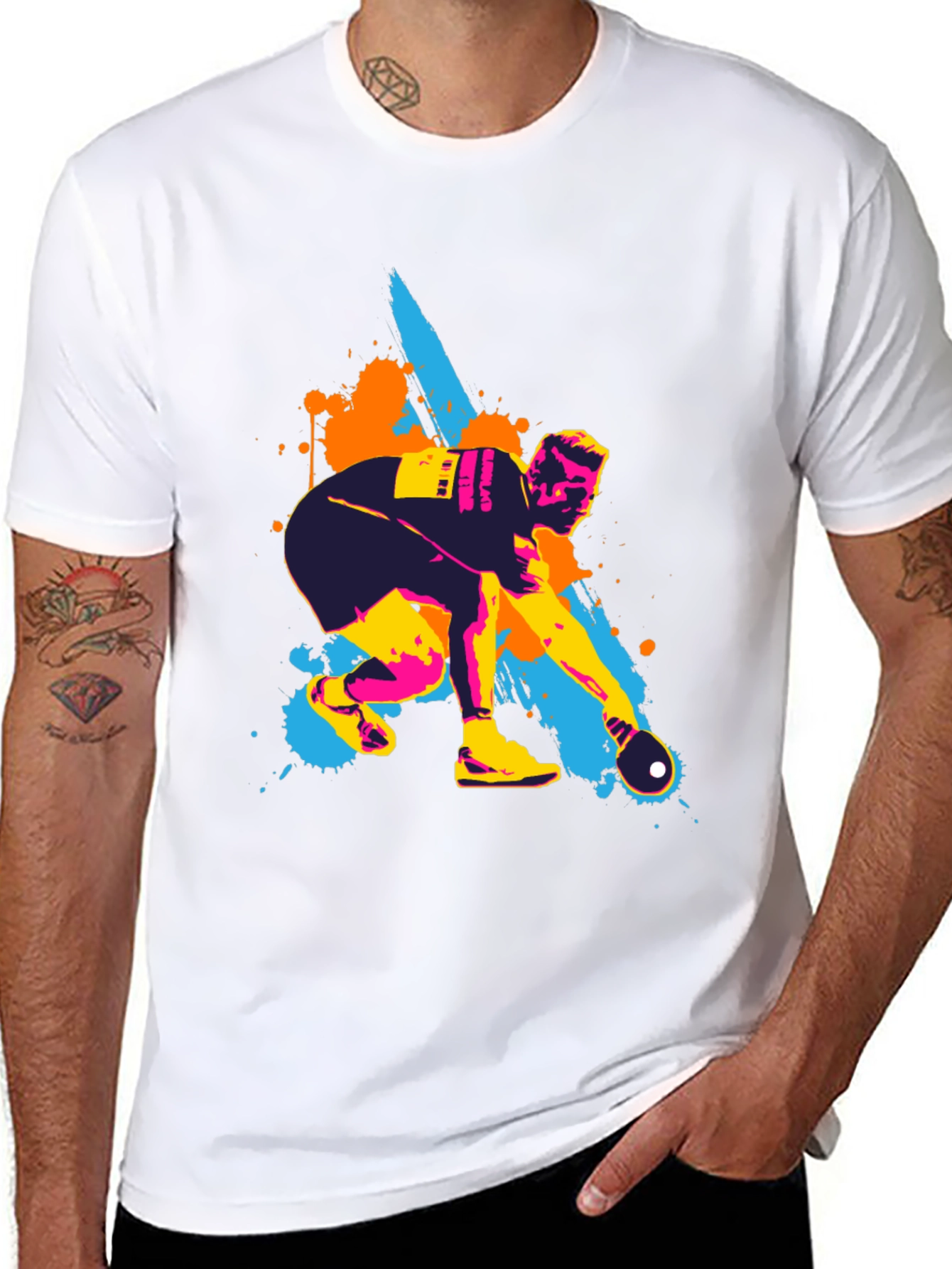 Black Artistic Bowling T-Shirt for Men view 8