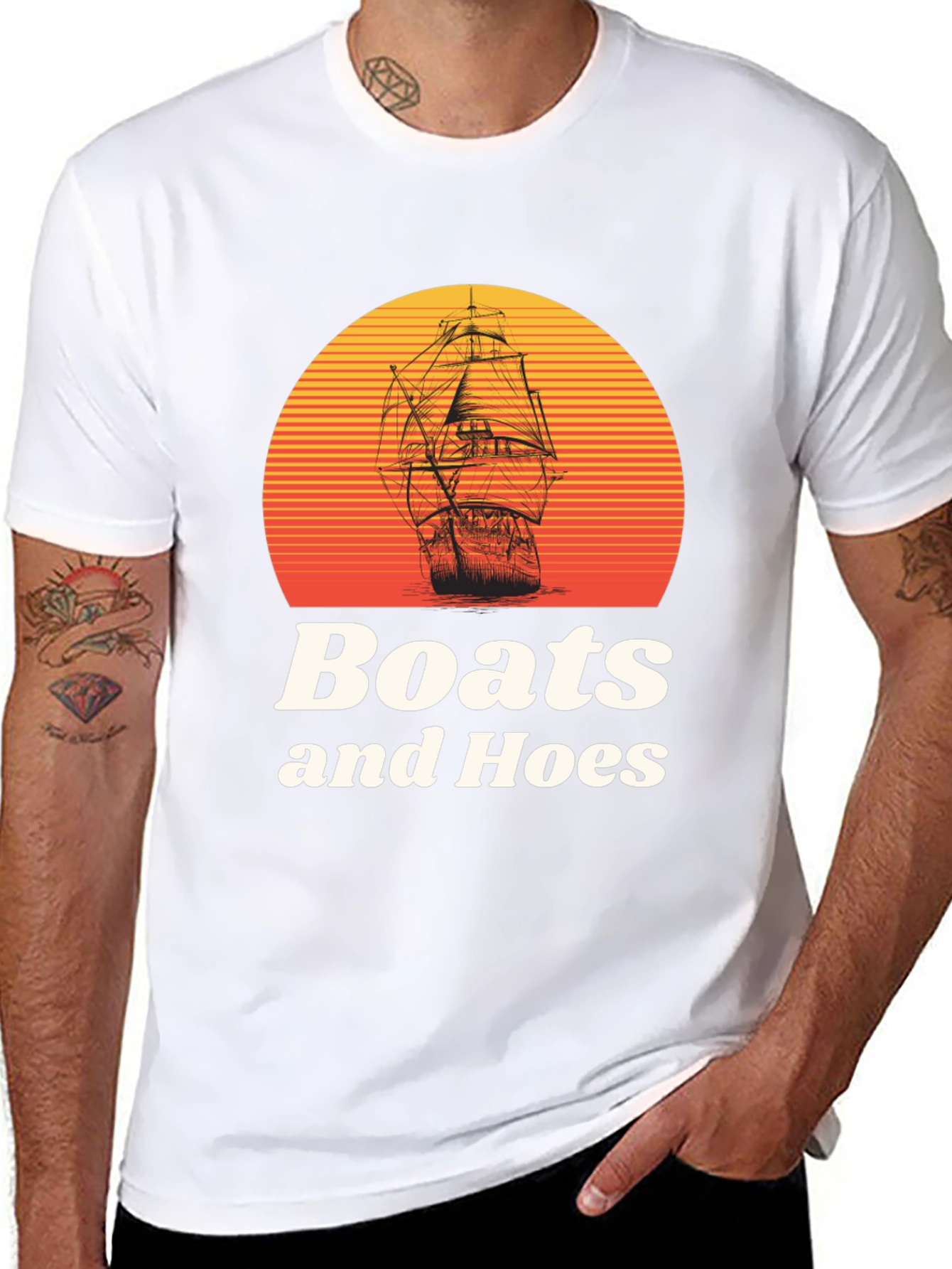 Black Boats and Hoes Graphic T-Shirt view 8