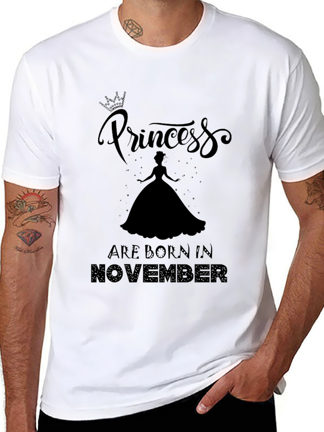 Princess Born in November Black Graphic Tee - 8