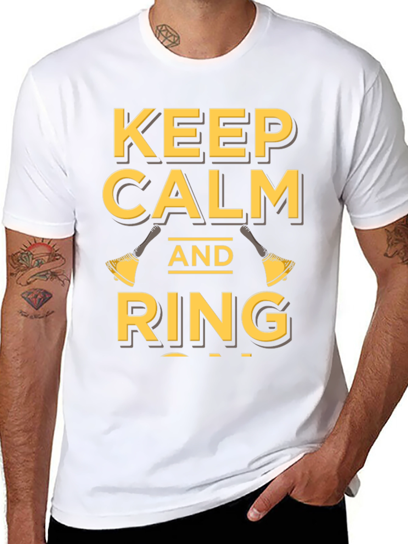 Black Keep Calm and Ring Black T-Shirt view 8