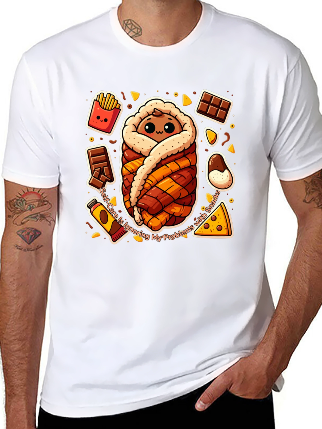 Black Snack Wrap T-Shirt Funny Graphic Tee view 8