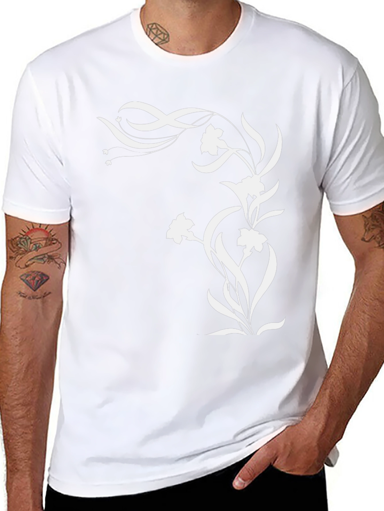 Floral Graphic Black T-Shirt - Stylish Men's Tee - 8