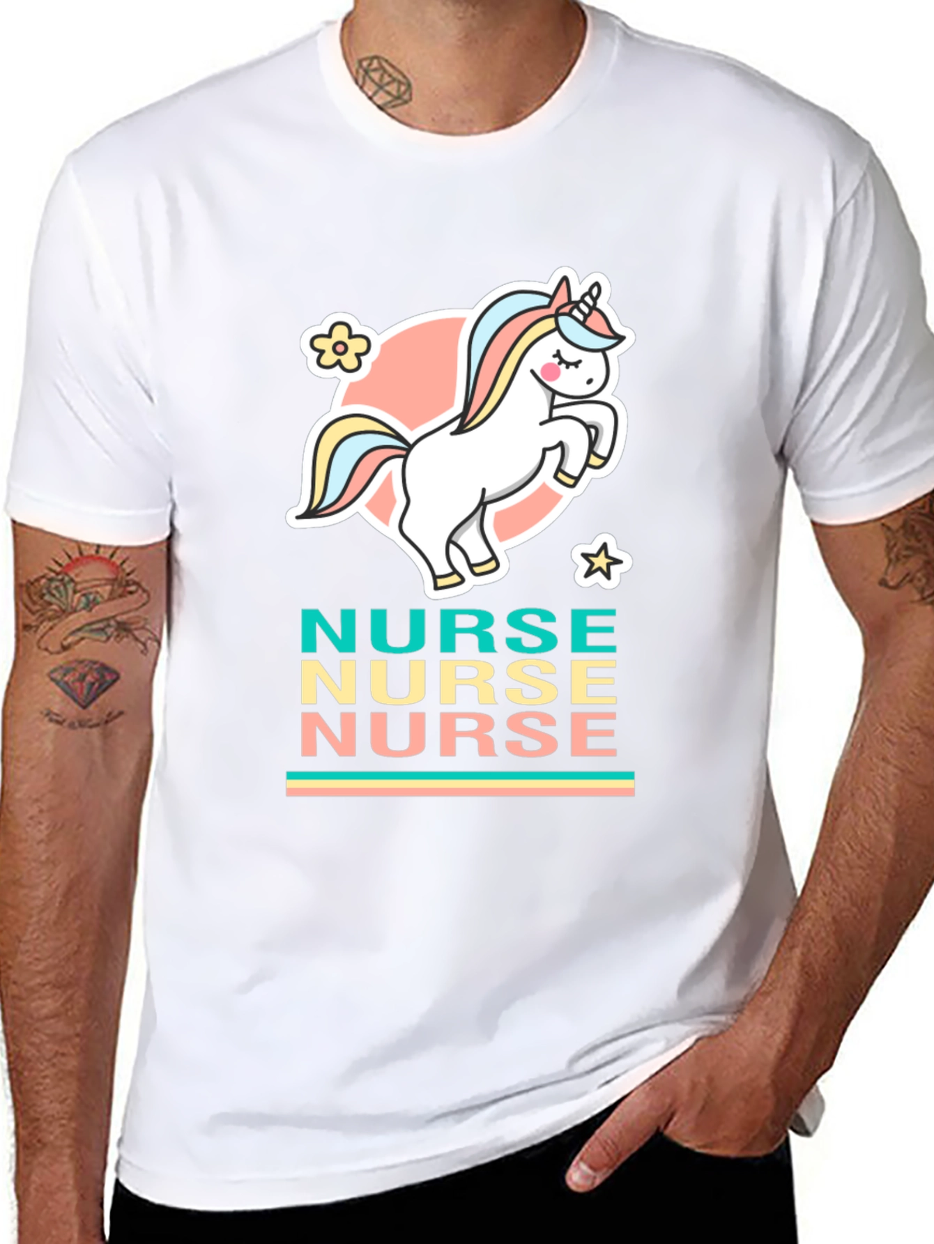 Black Unicorn Nurse T-Shirt - Cute & Comfy Cotton Tee view 8