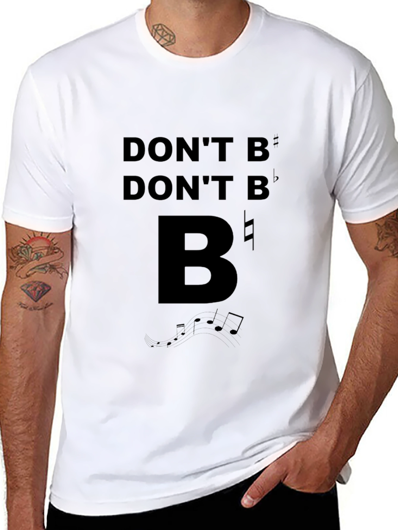 Black Don't B Flat Funny Music T-Shirt view 8