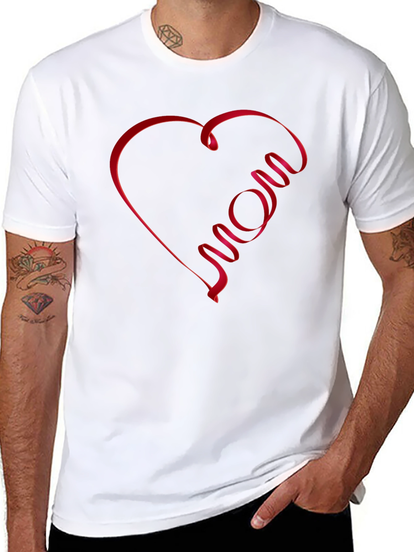 Black Mom Heart Graphic T-Shirt - Black Casual Tee view 8
