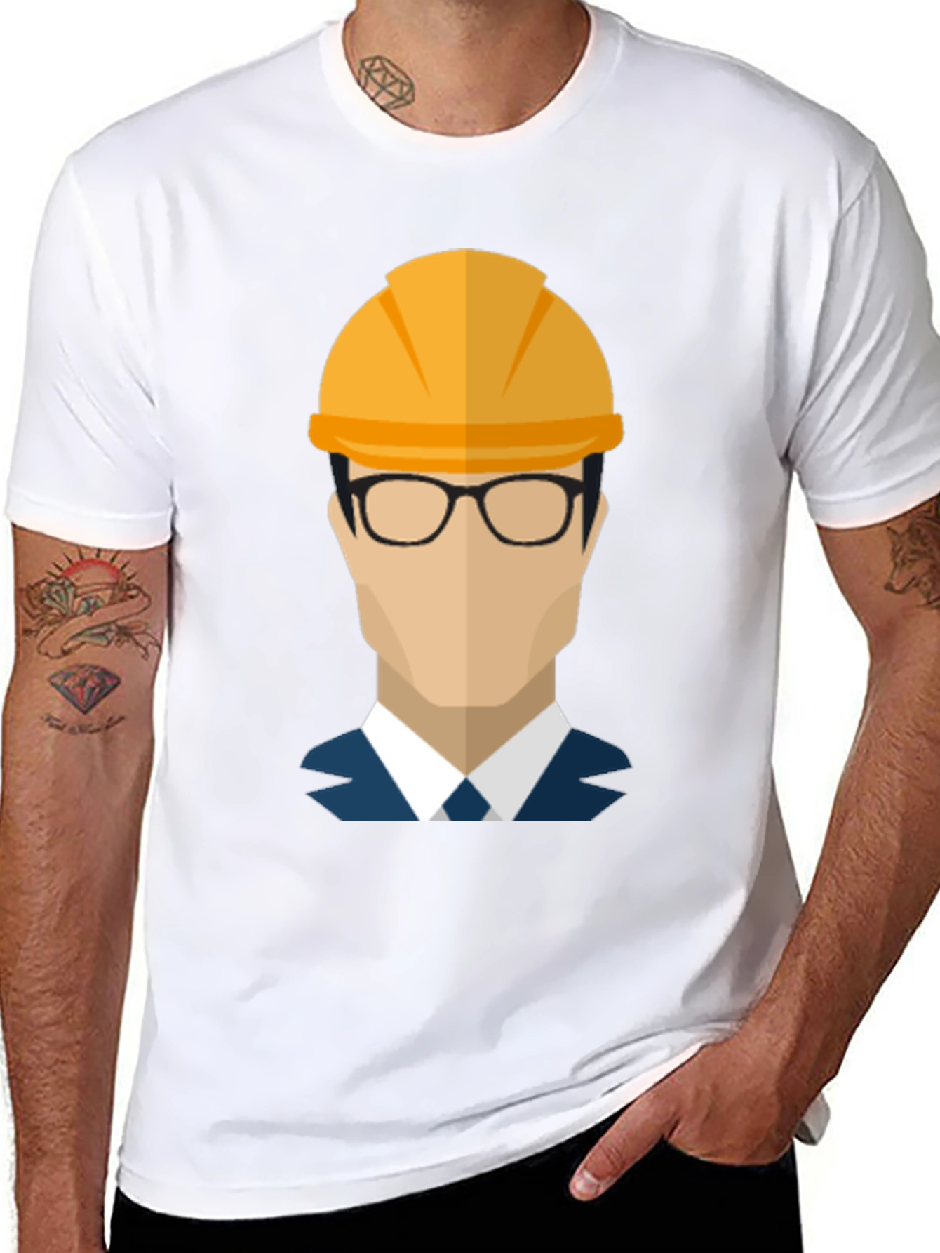 Black Construction Worker Graphic T-Shirt view 8